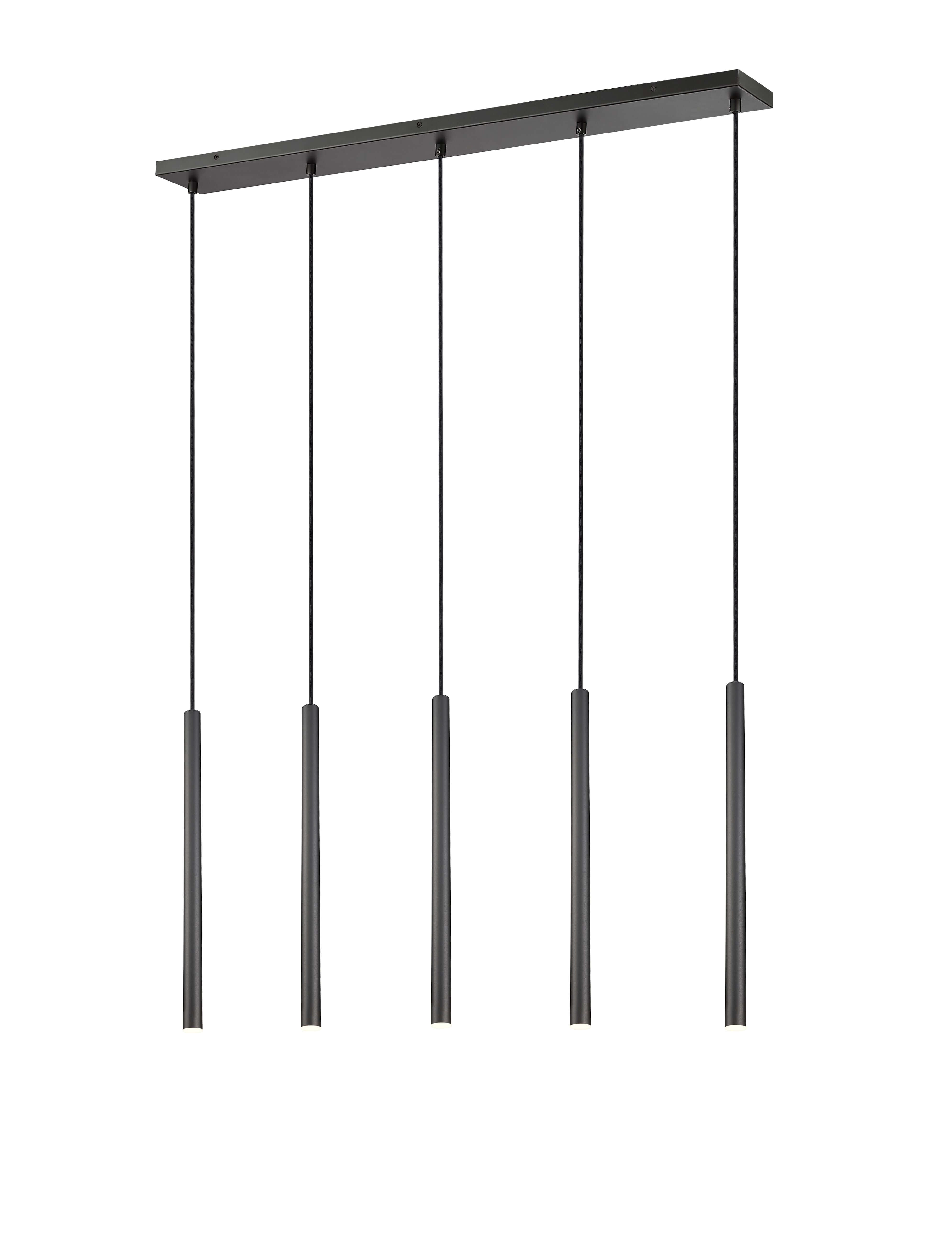 Forest LED 5 Light Linear Chandelier Matte Black