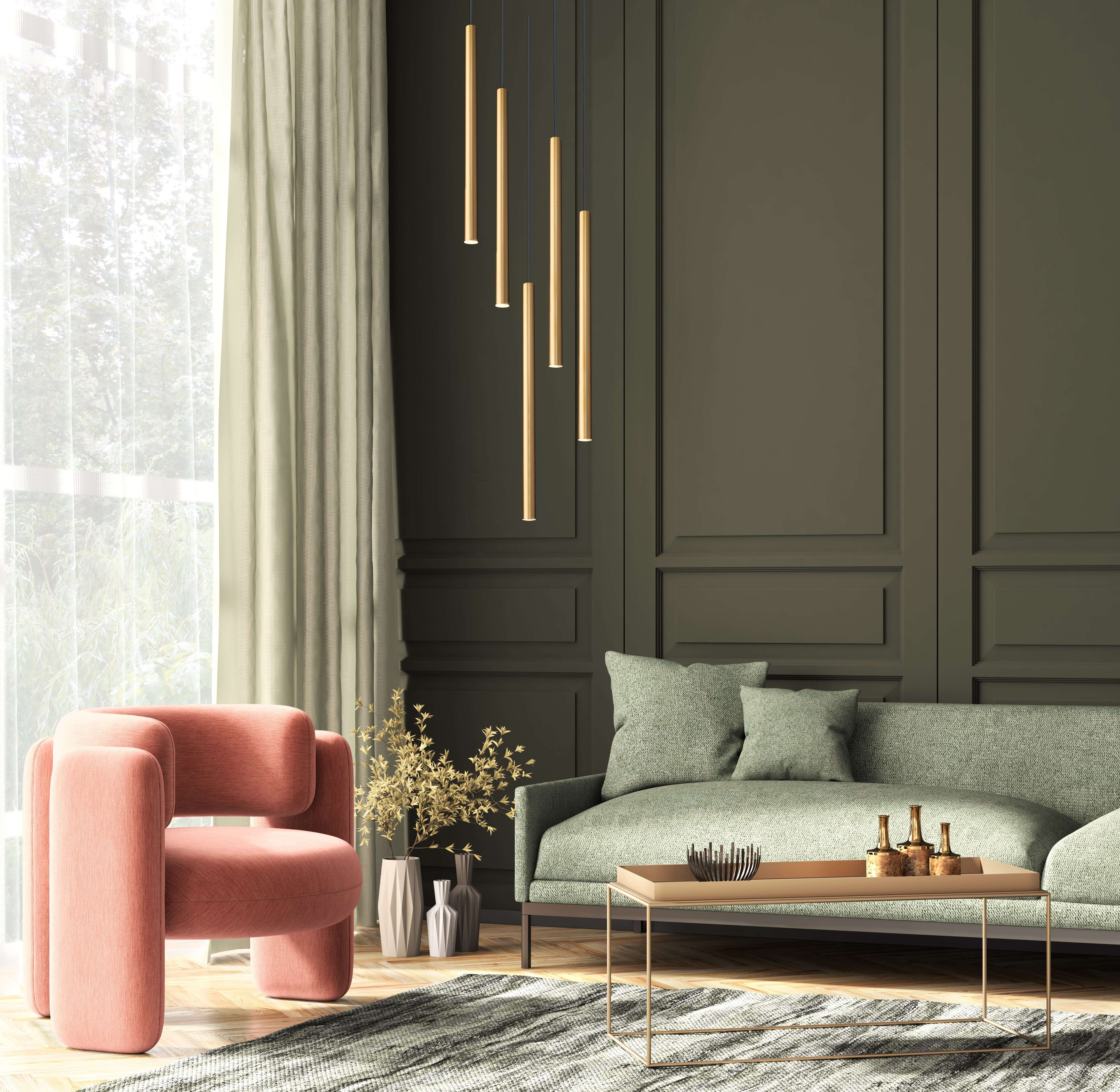 Forest LED 5 Light Chandelier Modern Gold