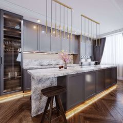 Forest LED 7 Light Linear Chandelier Modern Gold