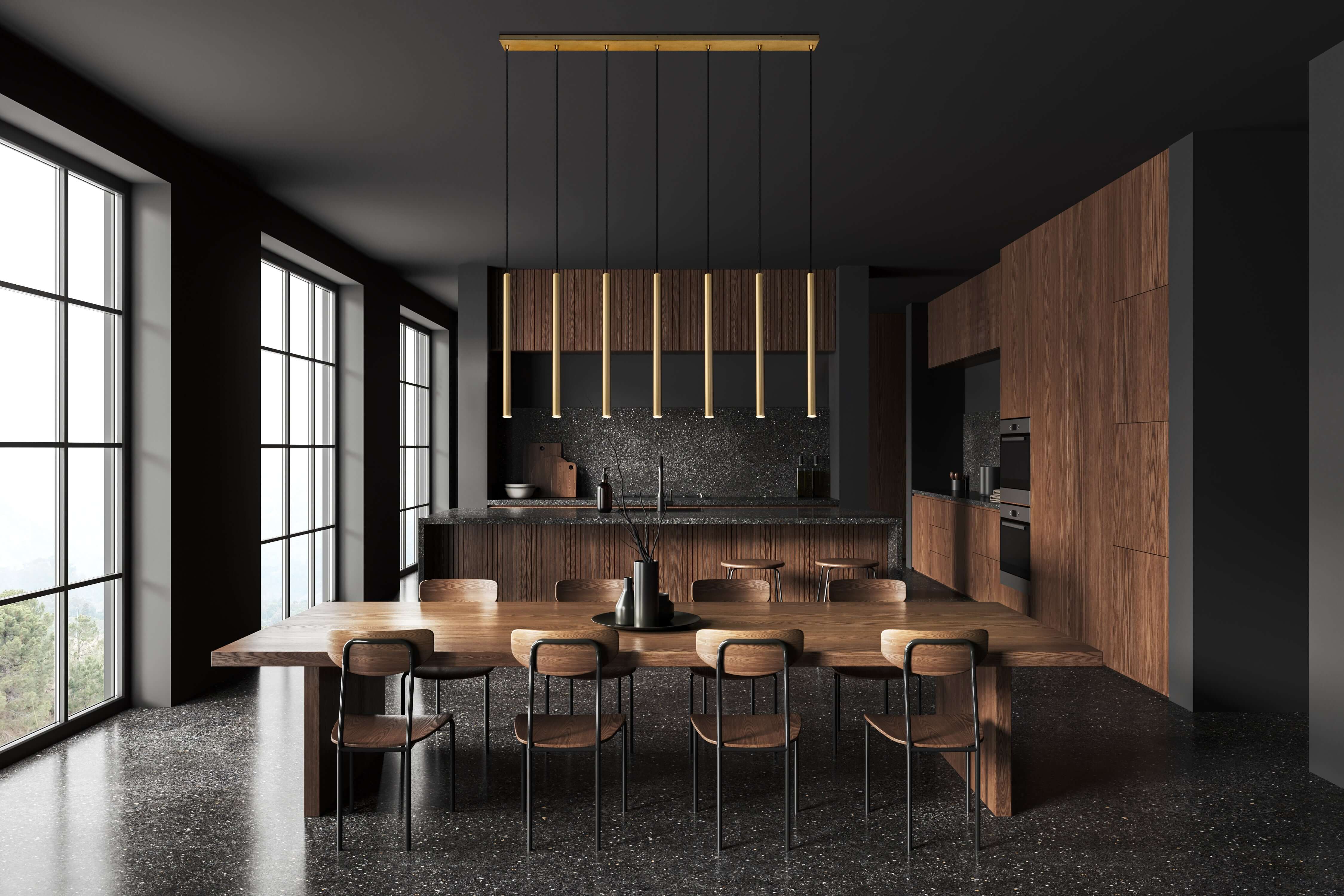Forest LED 7 Light Linear Chandelier Modern Gold