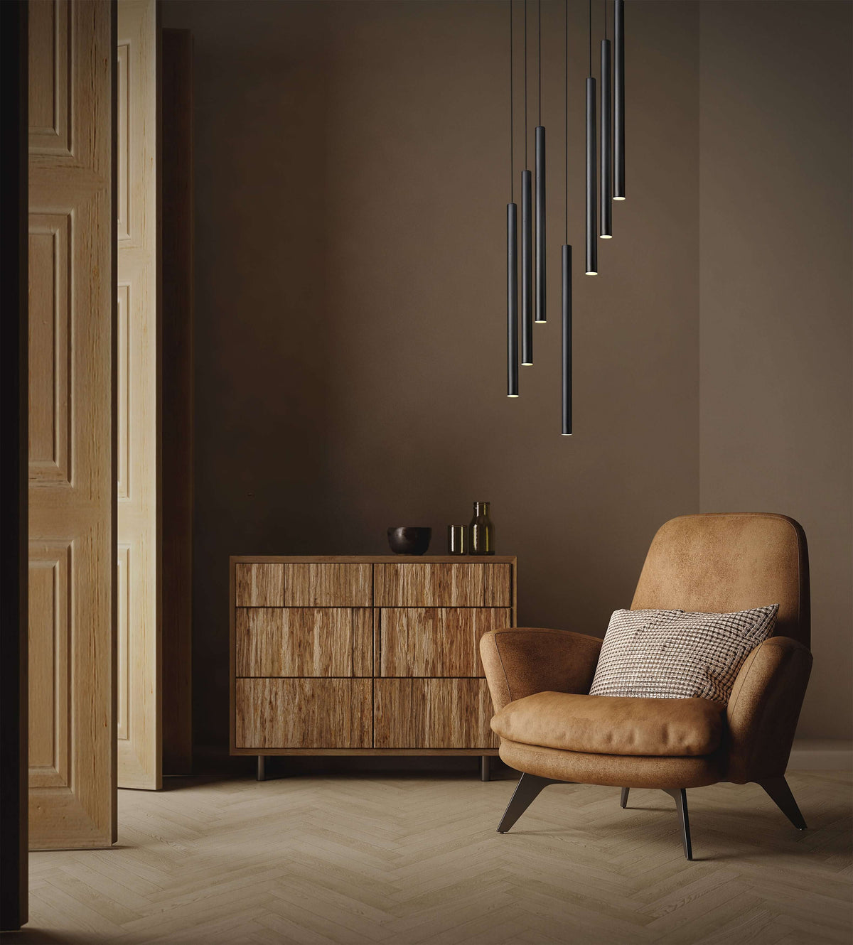Forest LED 7 Light Chandelier Matte Black