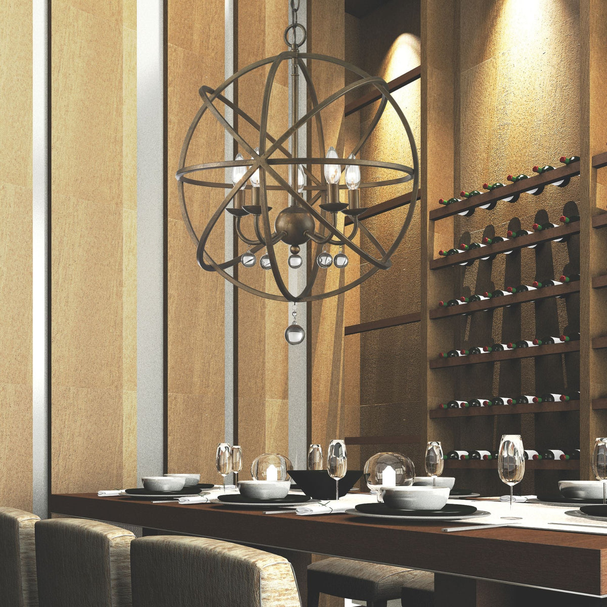 Acadia 5 Light Chandelier Golden Bronze