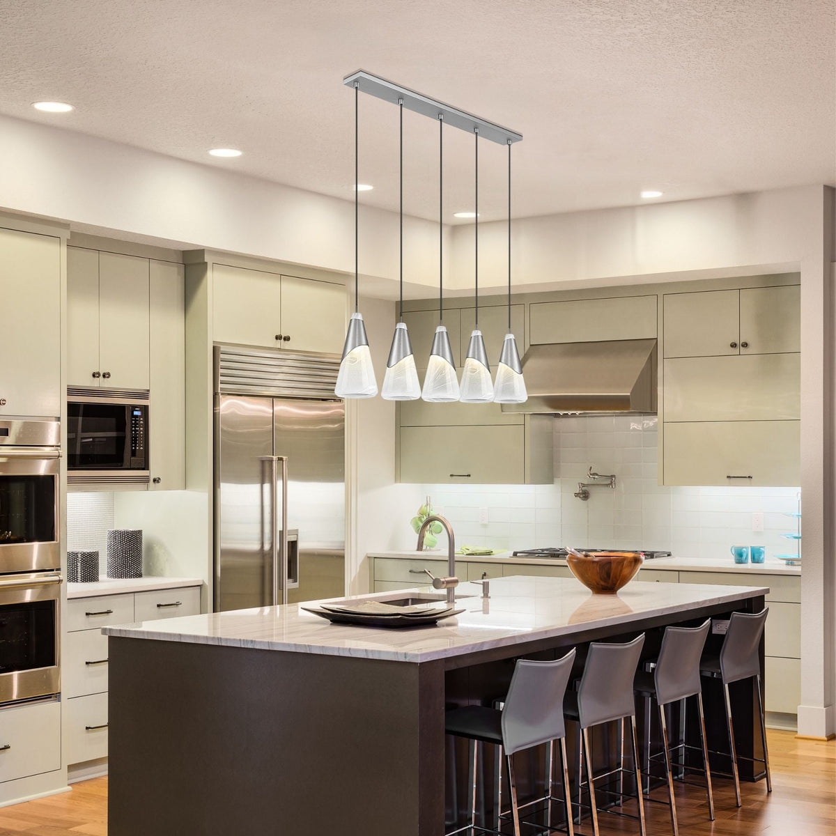 Aimie 5 Light Linear Chandelier Brushed Nickel