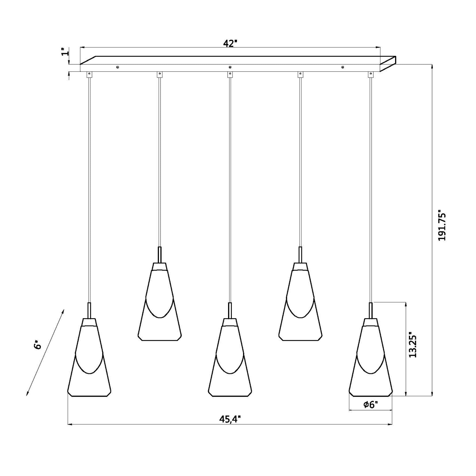 Aimie 5 Light Linear Chandelier Matte Black