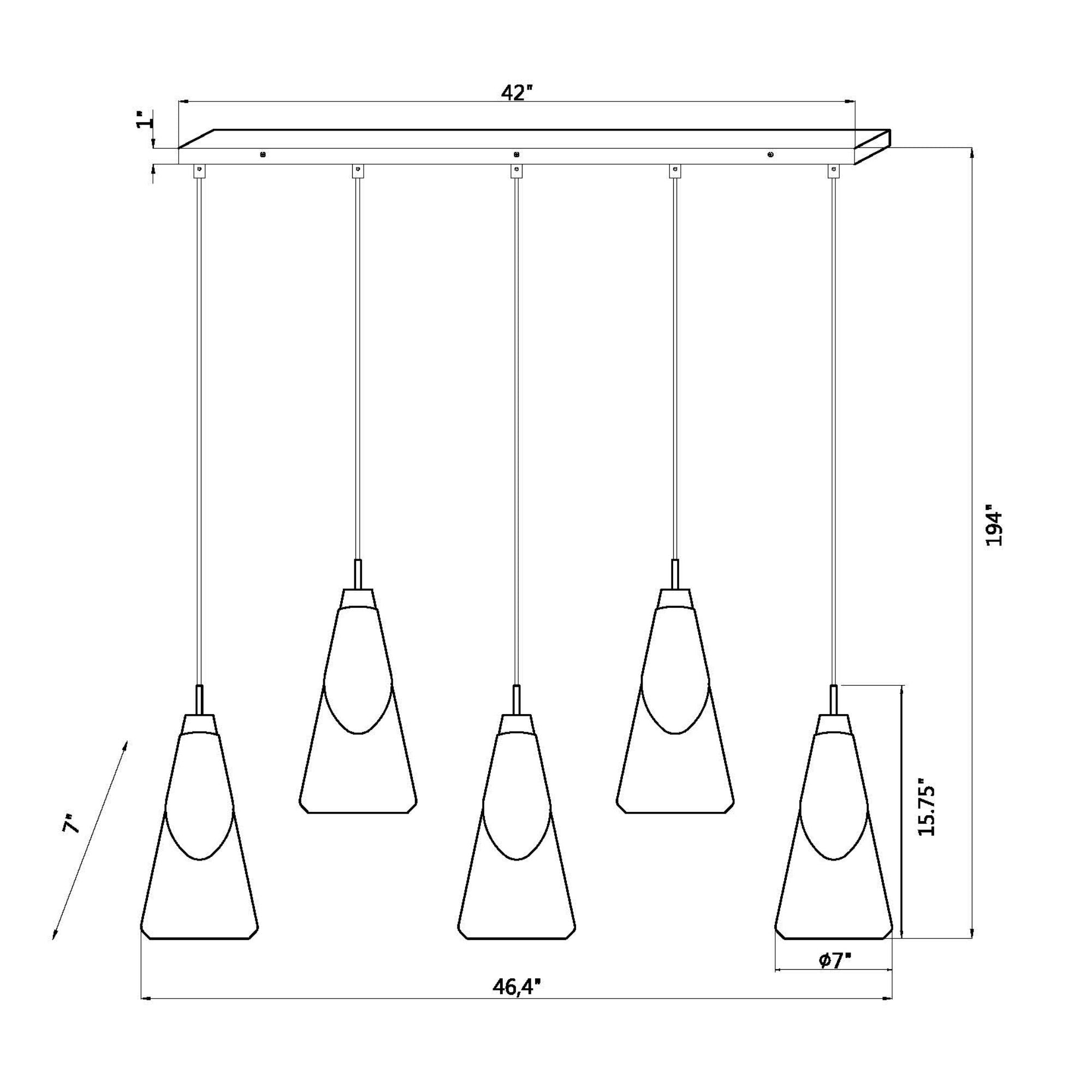 Aimie 5 Light Linear Chandelier Matte Black