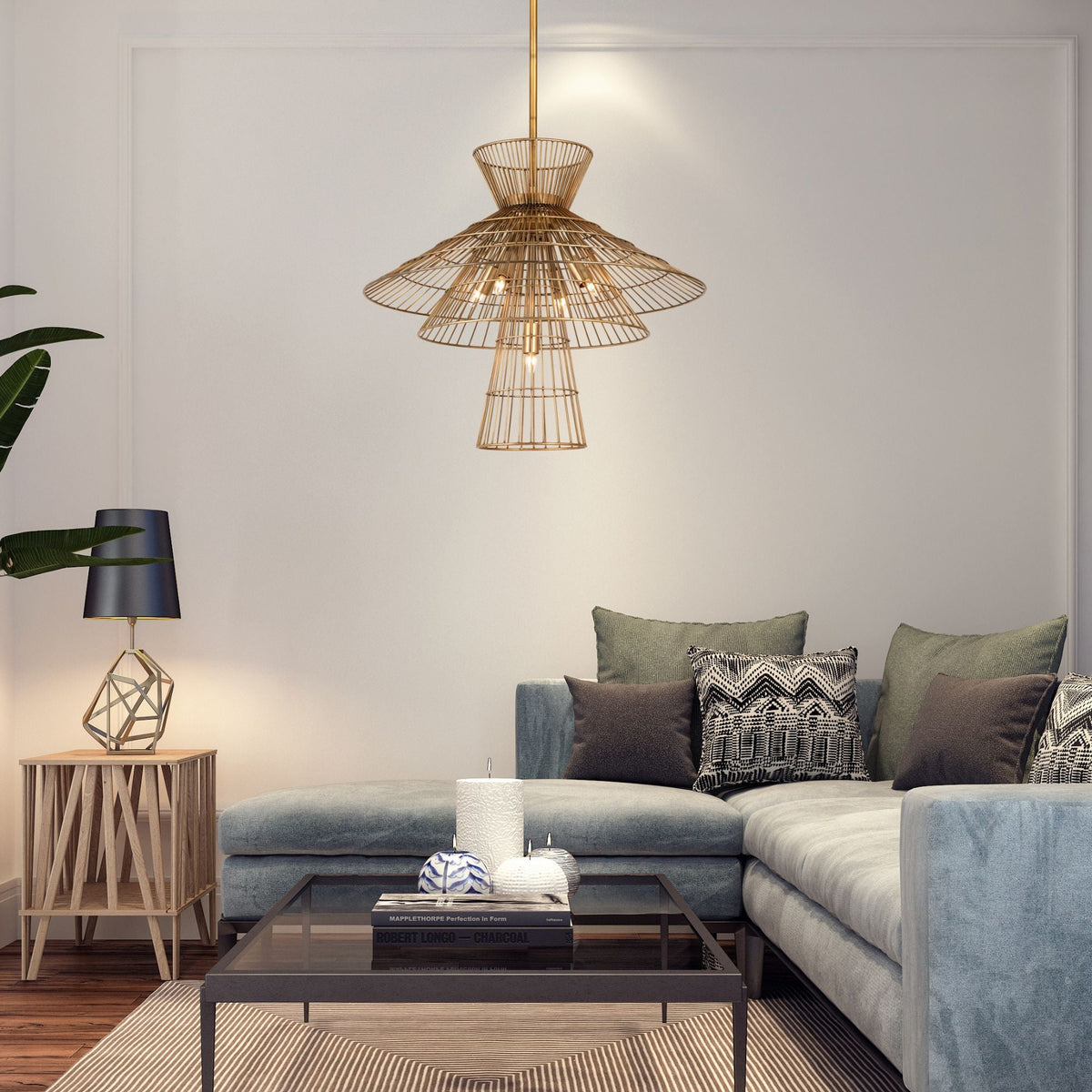 Alito 6 Light Chandelier Rubbed Brass