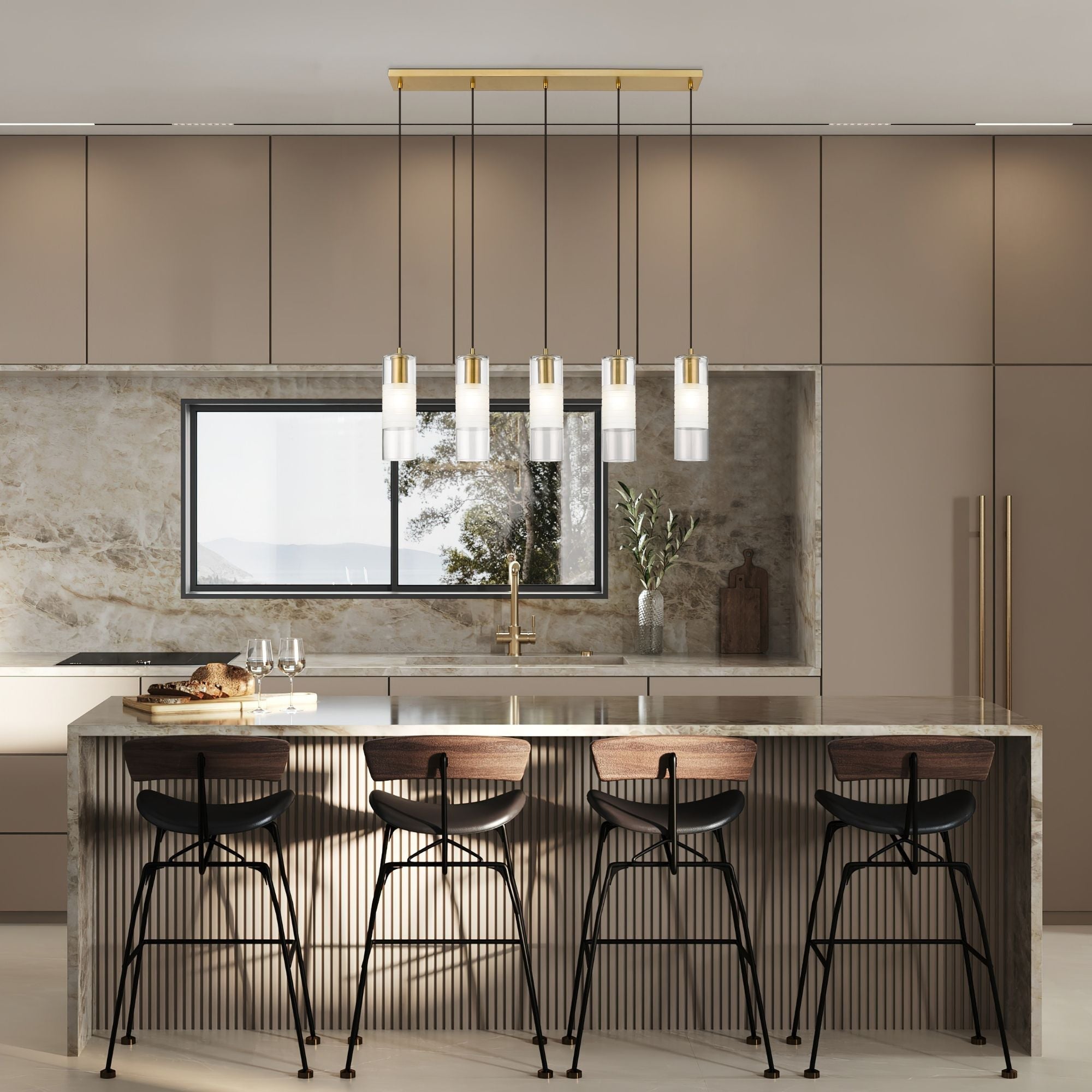 Alton 5 Light Linear Chandelier Modern Gold
