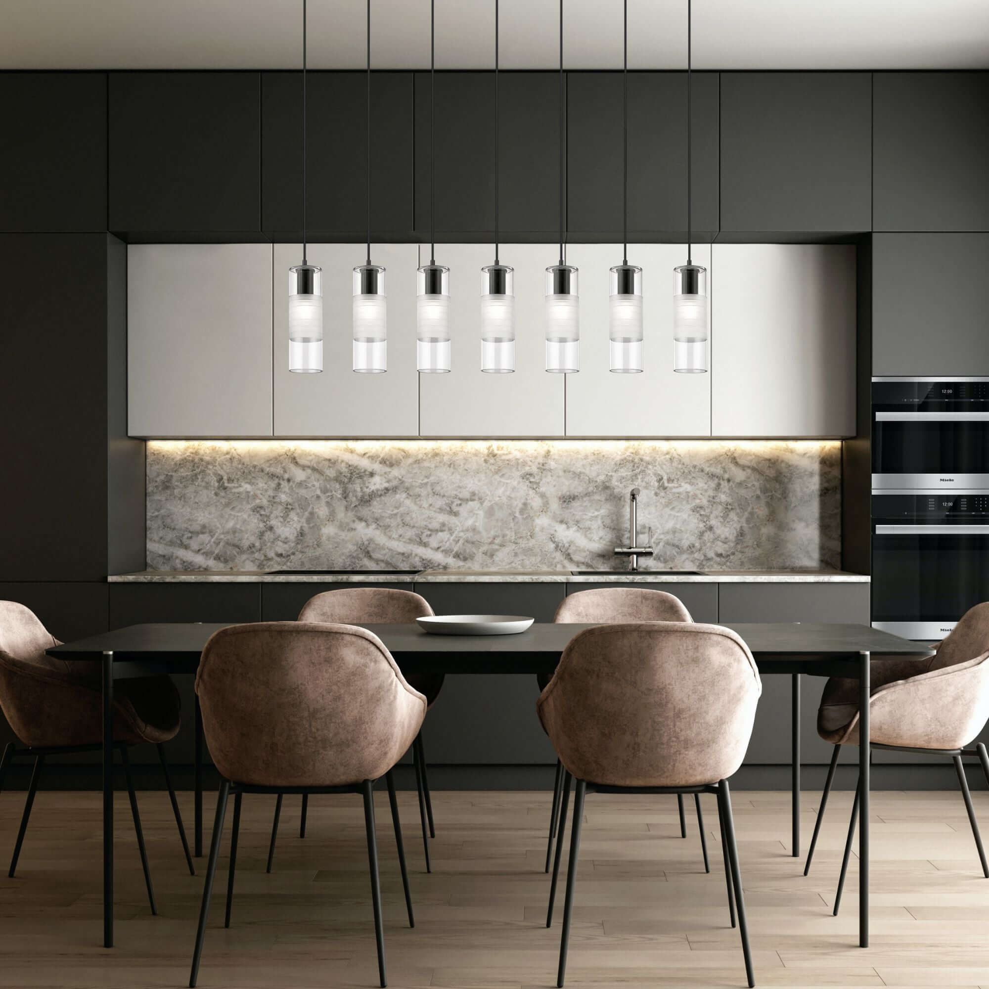 Alton 7 Light Linear Chandelier Matte Black