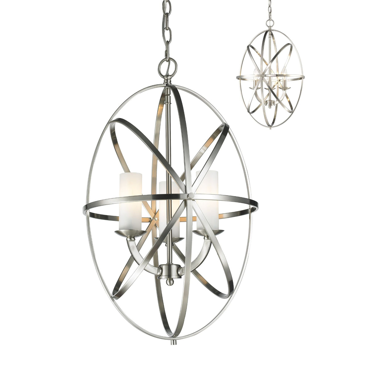 Aranya 3 Light Chandelier Brushed Nickel