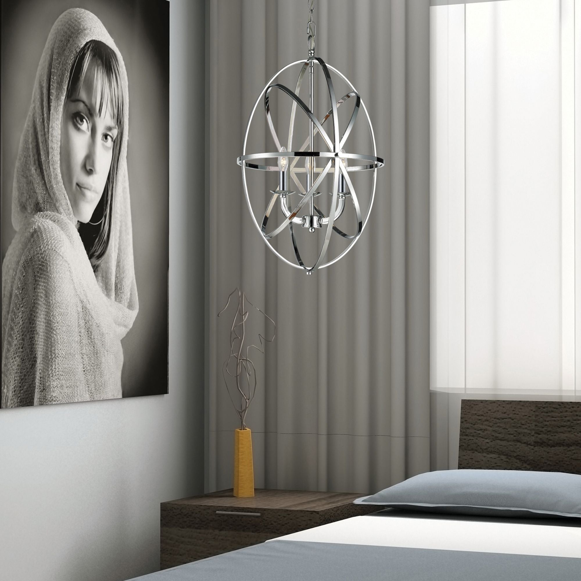 Aranya 3 Light Chandelier Chrome