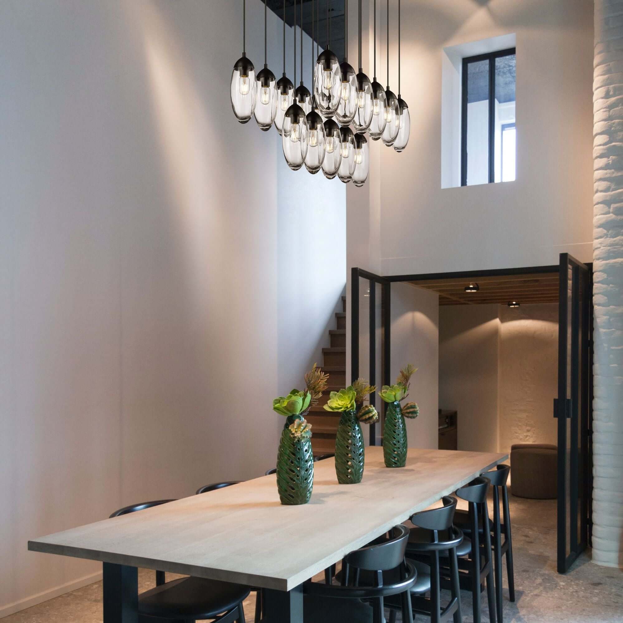 Arden 17 Light Linear Chandelier Matte Black