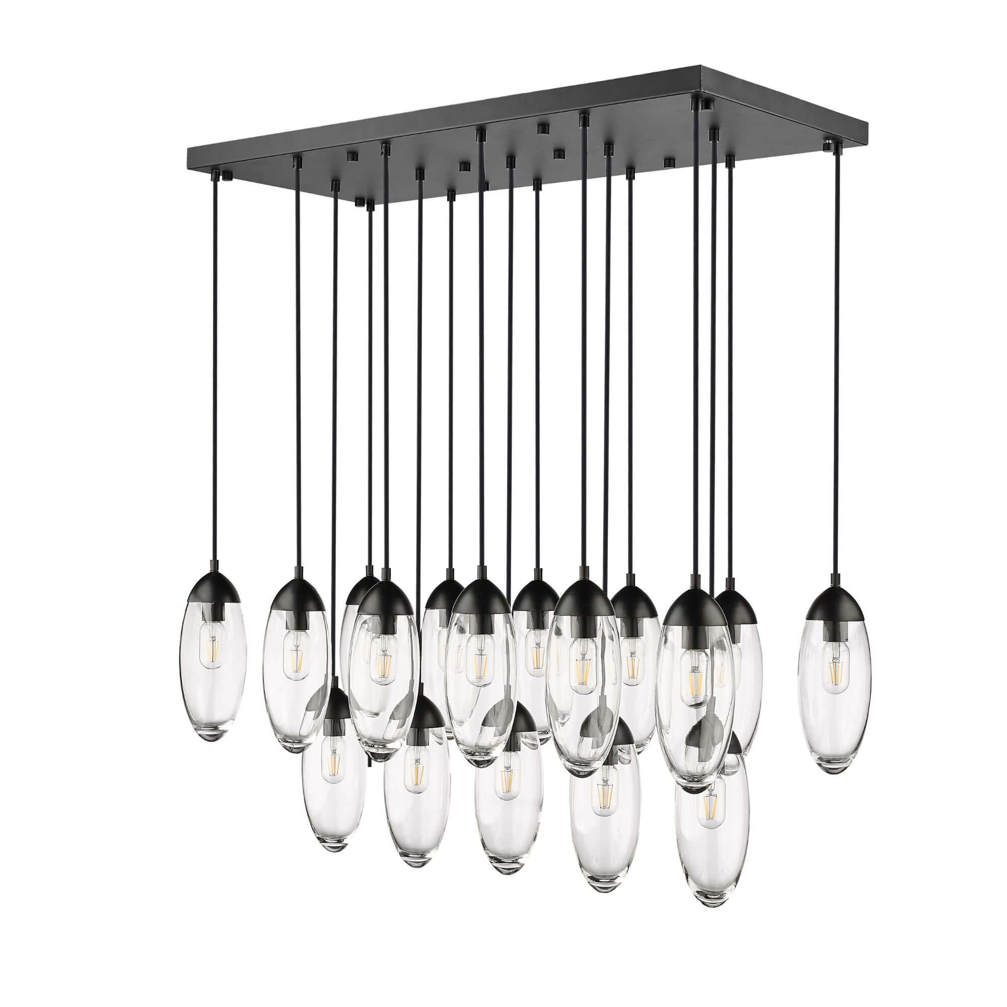 Arden 17 Light Linear Chandelier Matte Black