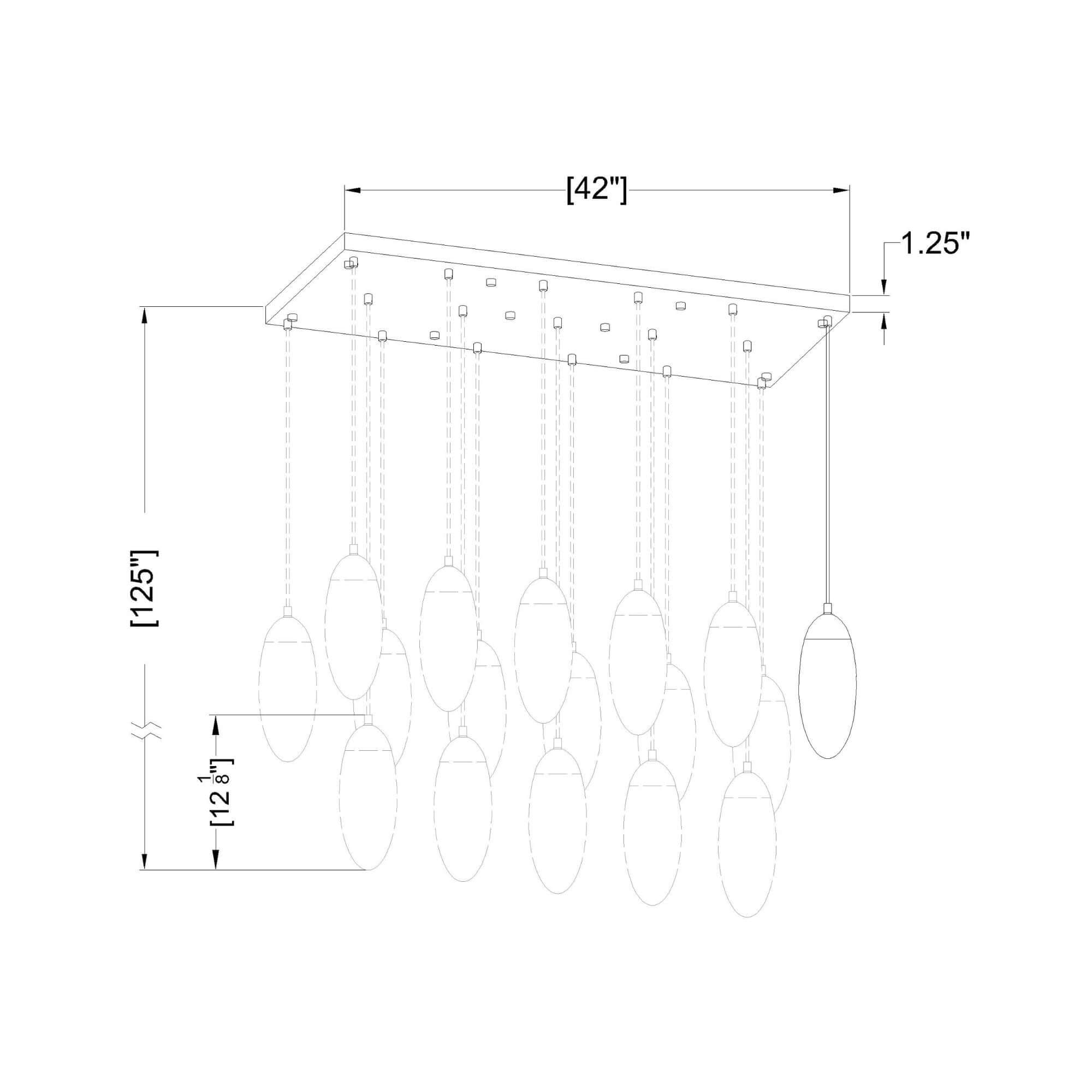 Arden 17 Light Linear Chandelier Matte Black