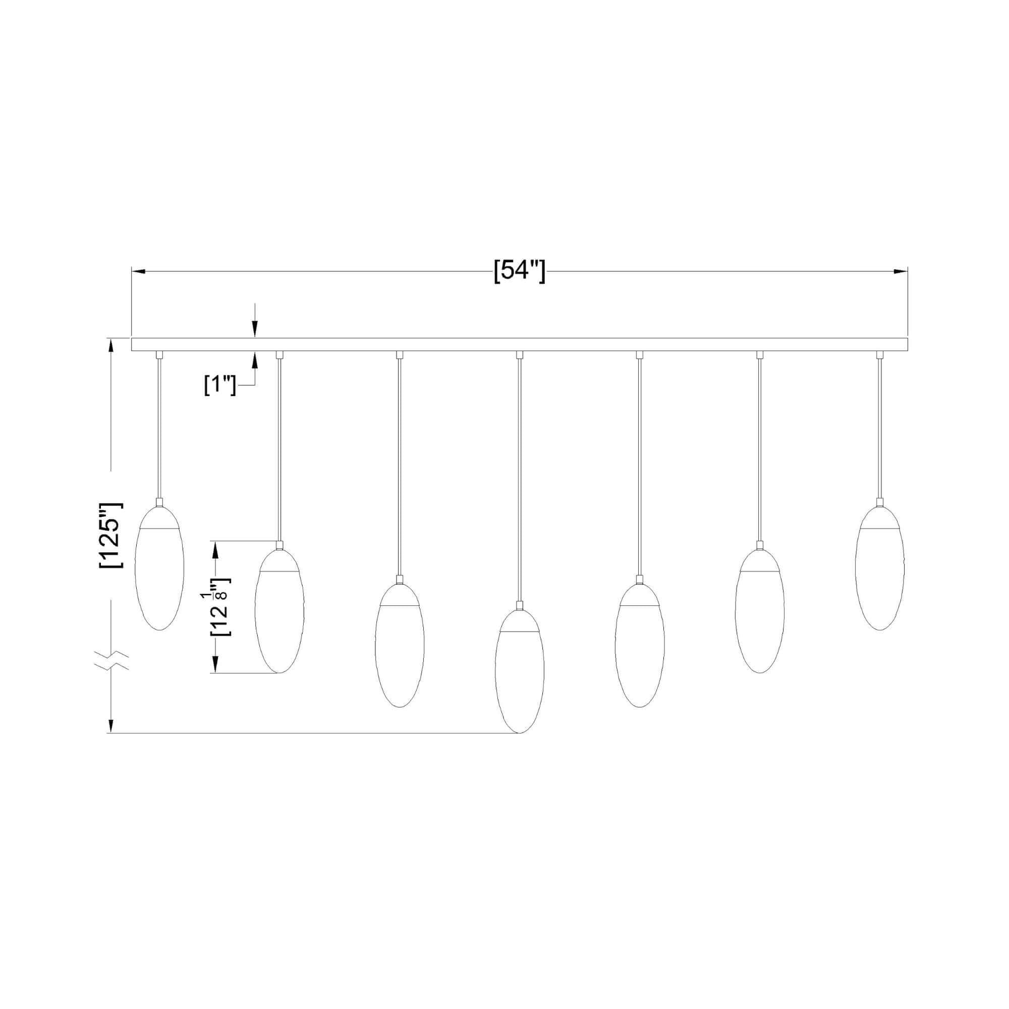 Arden 7 Light Linear Chandelier Matte Black