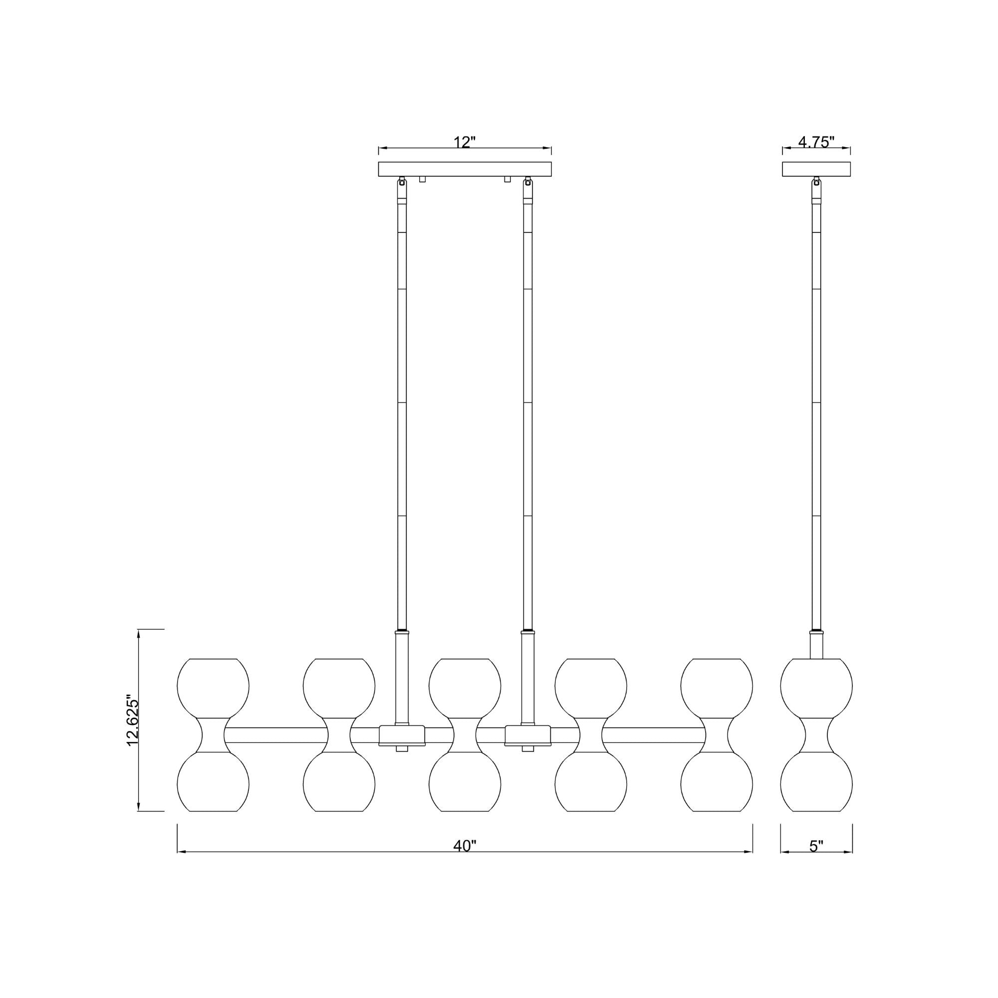Artemis 10 Light Linear Chandelier Matte Black