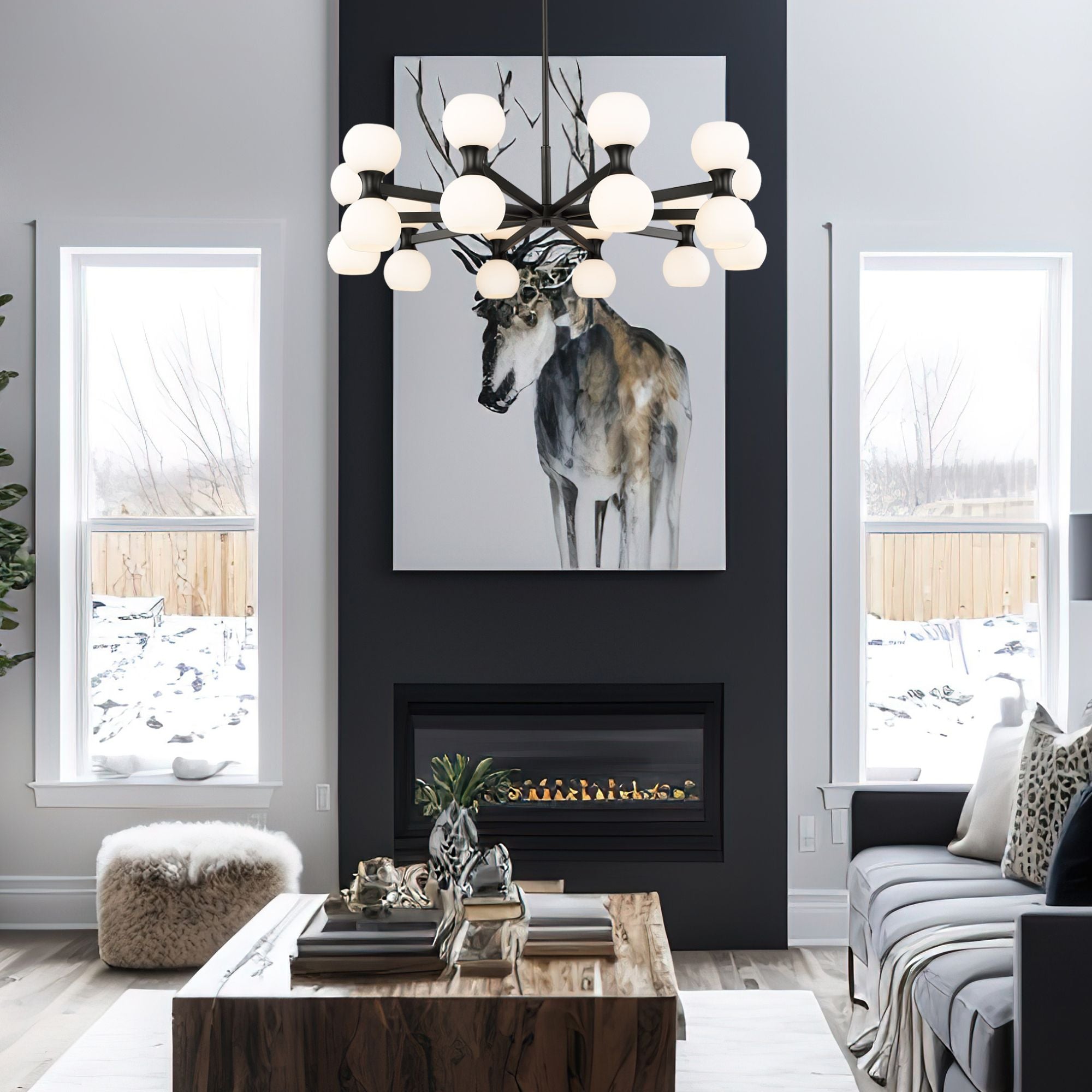 Artemis 20 Light Chandelier Matte Black
