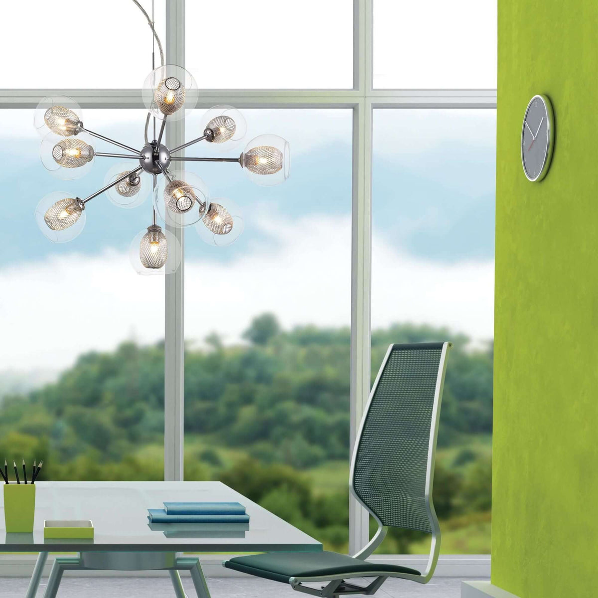 Auge 10 Light Chandelier Chrome