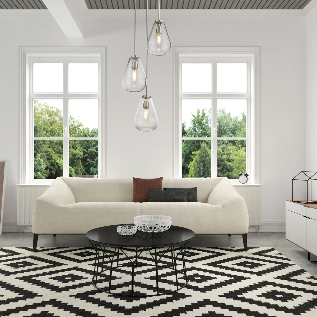 Ayra 3 Light Chandelier Brushed Nickel
