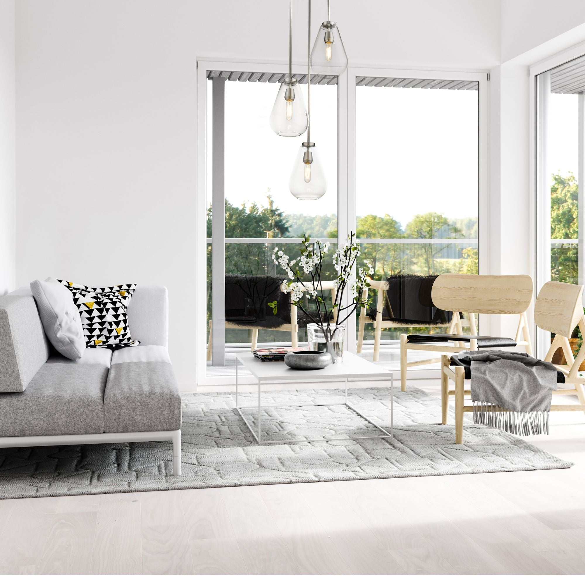 Ayra 3 Light Chandelier Brushed Nickel