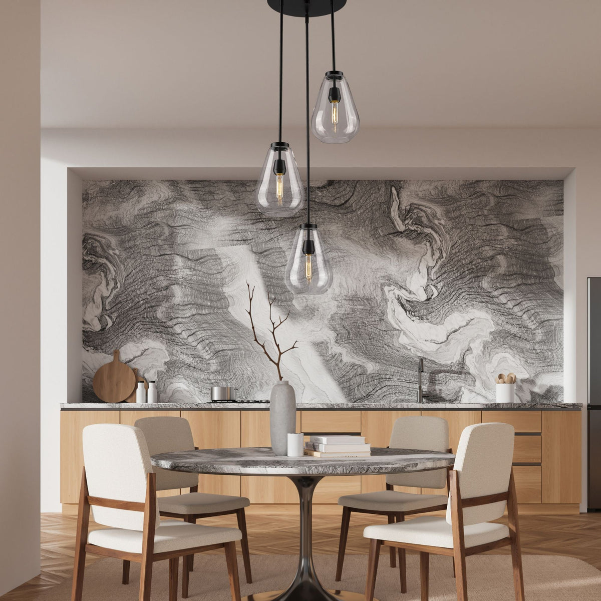Ayra 3 Light Chandelier Matte Black