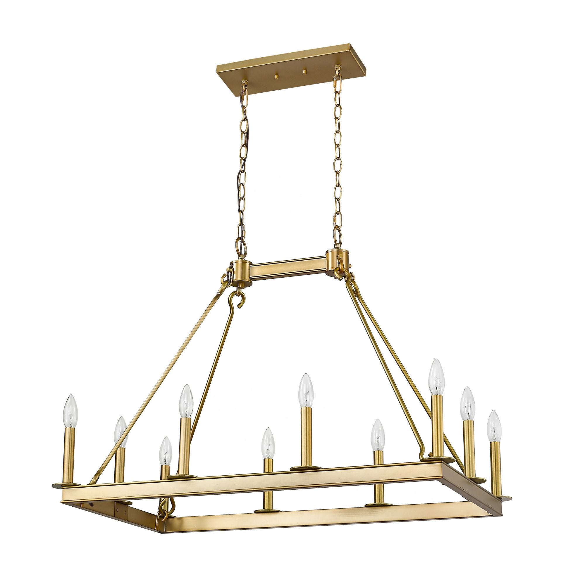 Barclay 10 Light Linear Chandelier Olde Brass