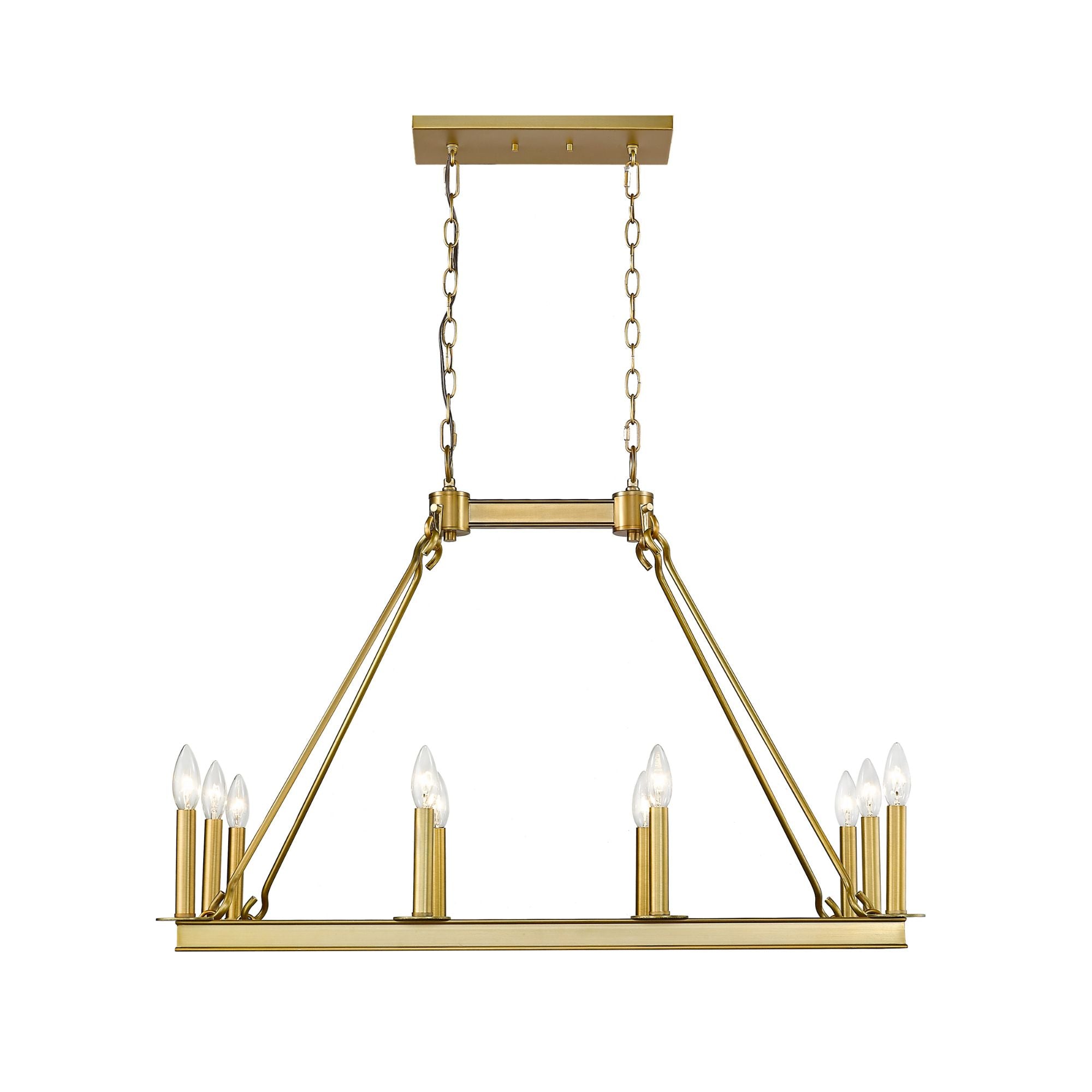 Barclay 10 Light Linear Chandelier Olde Brass