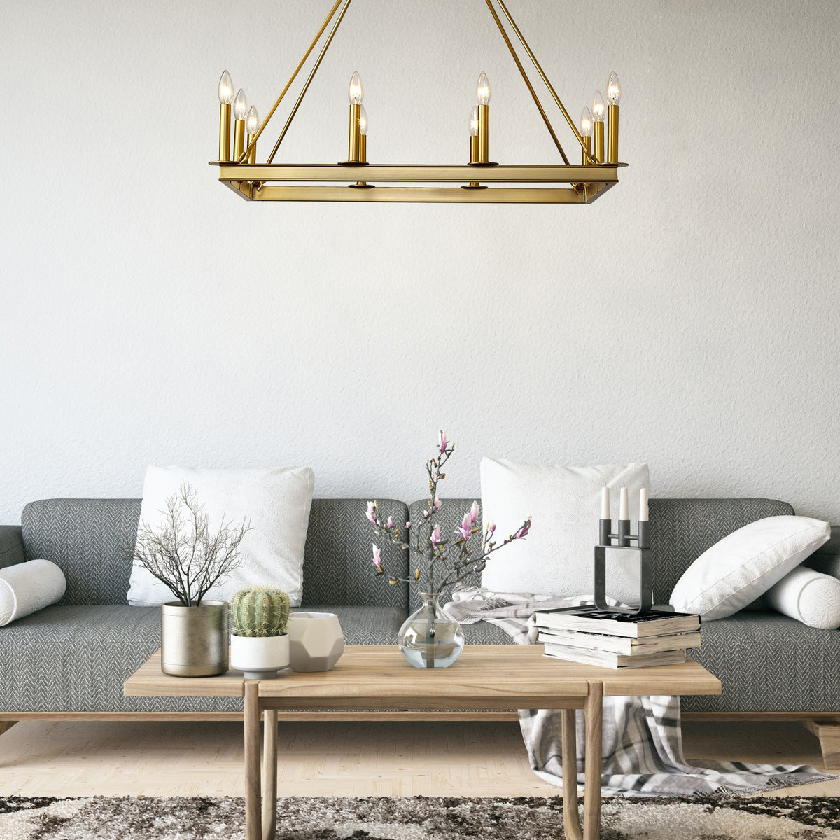 Barclay 10 Light Linear Chandelier Olde Brass