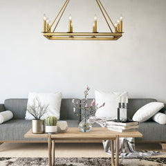 Barclay 10 Light Linear Chandelier Olde Brass