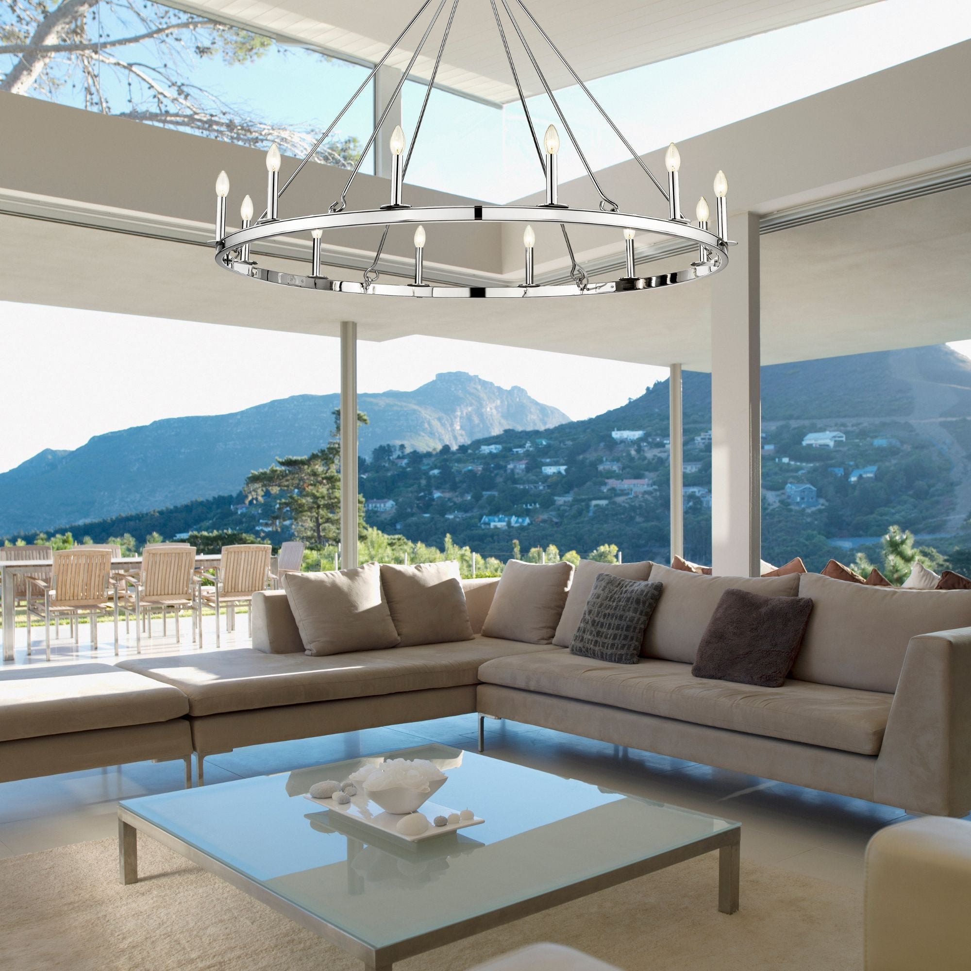 Barclay 12 Light Chandelier Polished Nickel