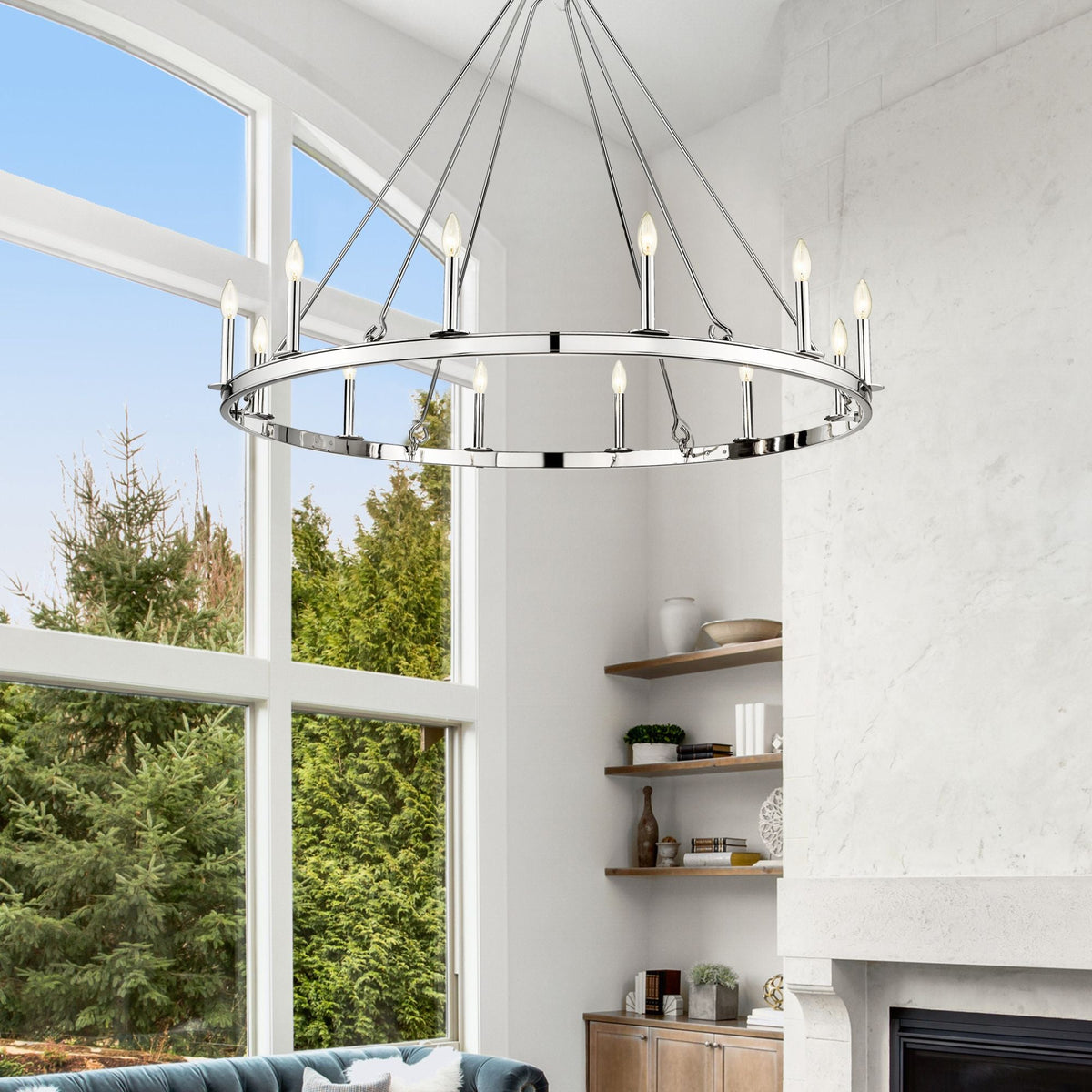 Barclay 12 Light Chandelier Polished Nickel