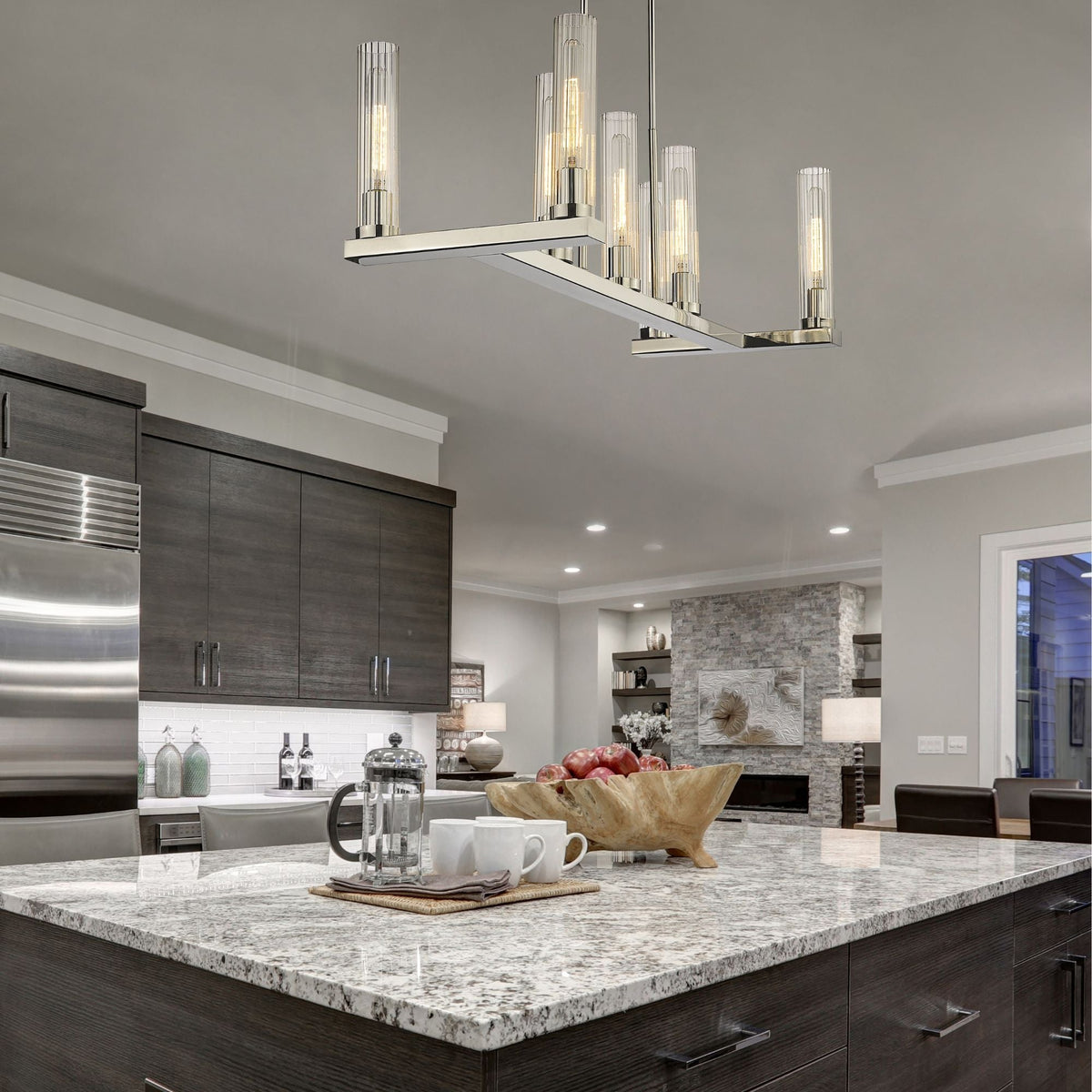 Beau 7 Light Linear Chandelier Polished Nickel