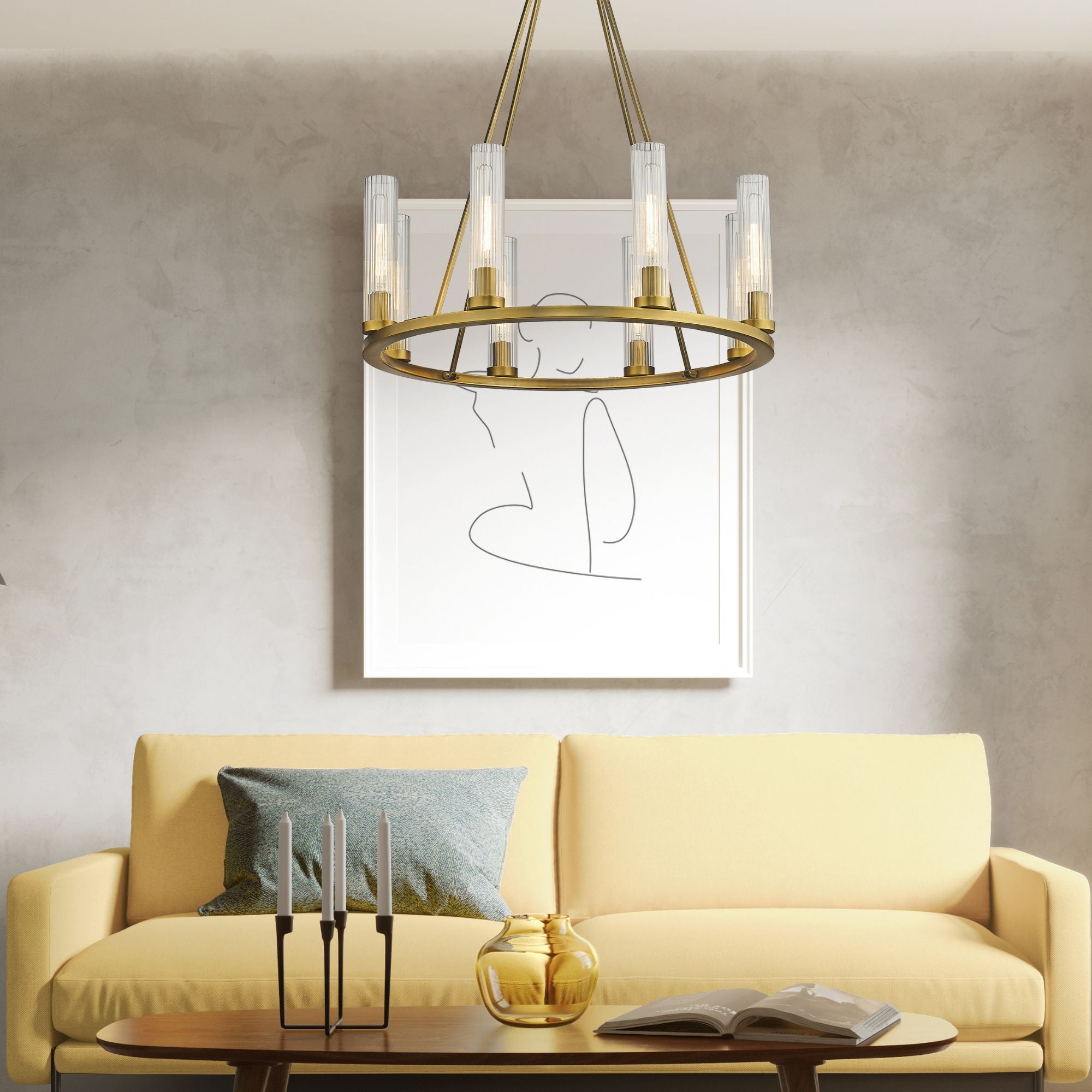 Beau 8 Light Chandelier Rubbed Brass