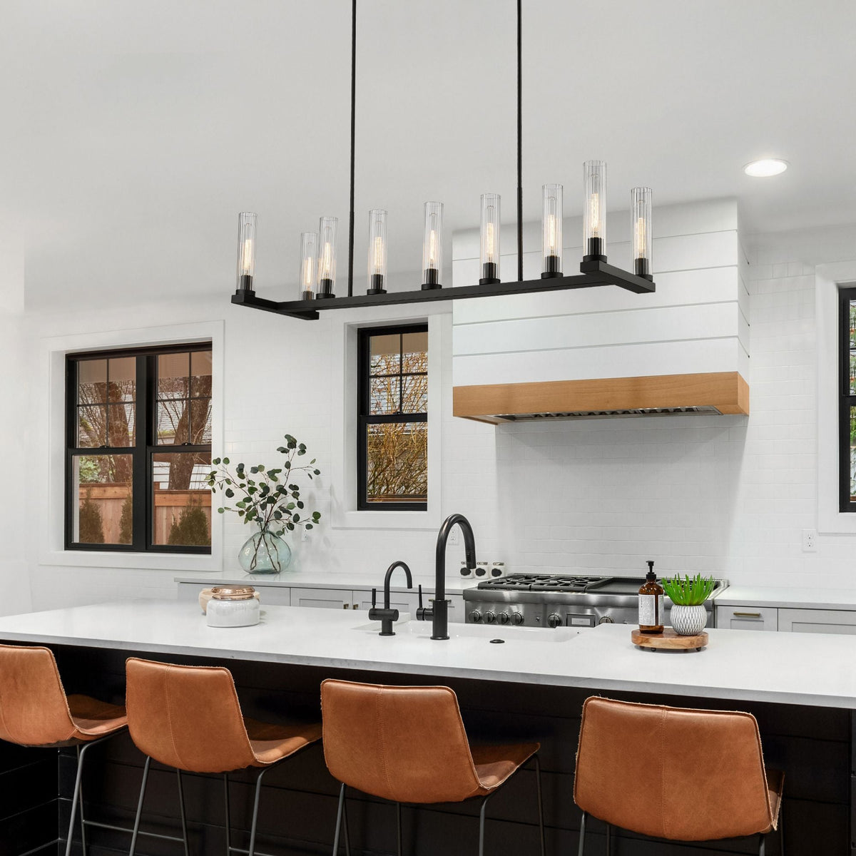 Beau 9 Light Linear Chandelier Bronze