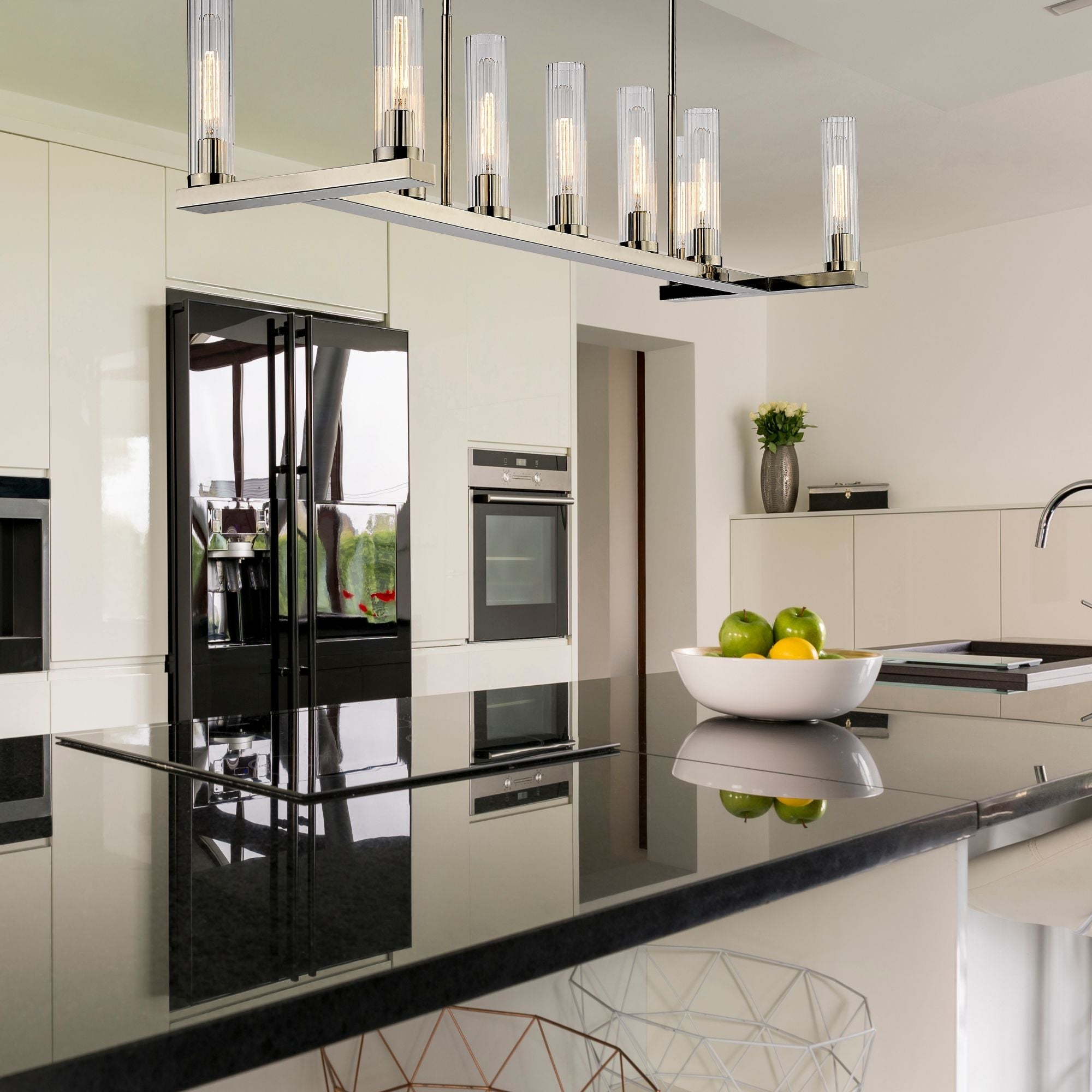 Beau 9 Light Linear Chandelier Polished Nickel
