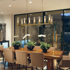 Beau 9 Light Linear Chandelier Rubbed Brass