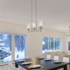 Bohin 3 Light Linear Chandelier Brushed Nickel