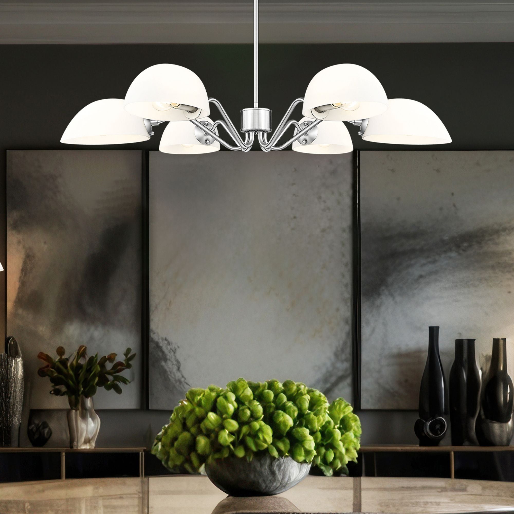 Breton 6 Light Chandelier Brushed Nickel