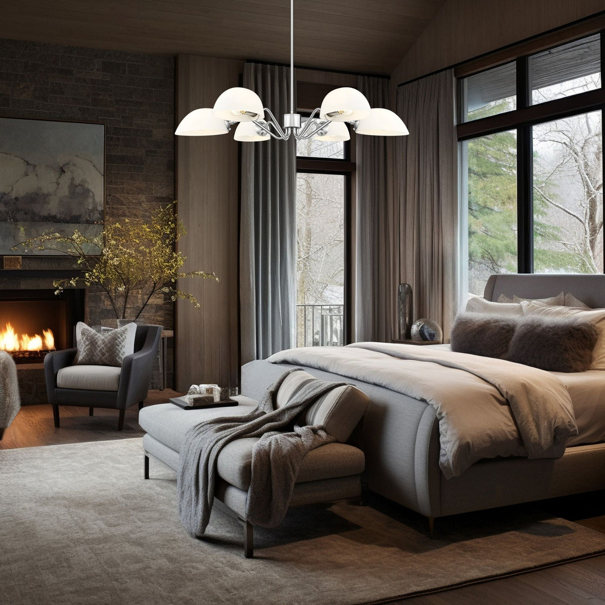 Breton 6 Light Chandelier Brushed Nickel