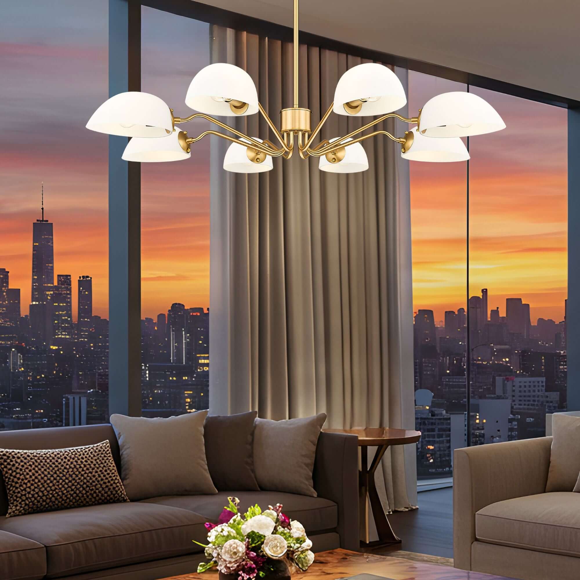 Breton 8 Light Chandelier Modern Gold