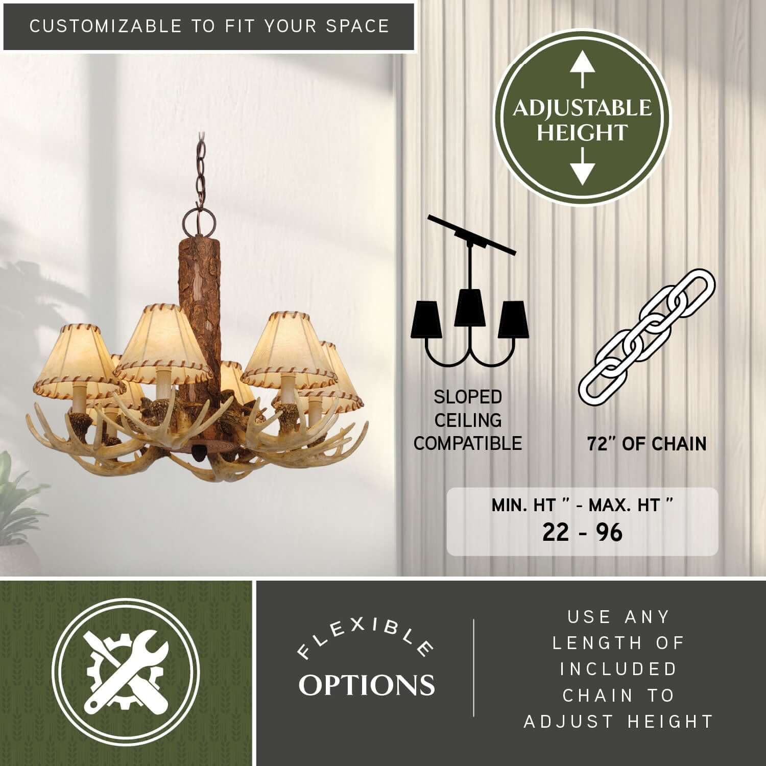 Lodge 6-Light Antler Chandelier