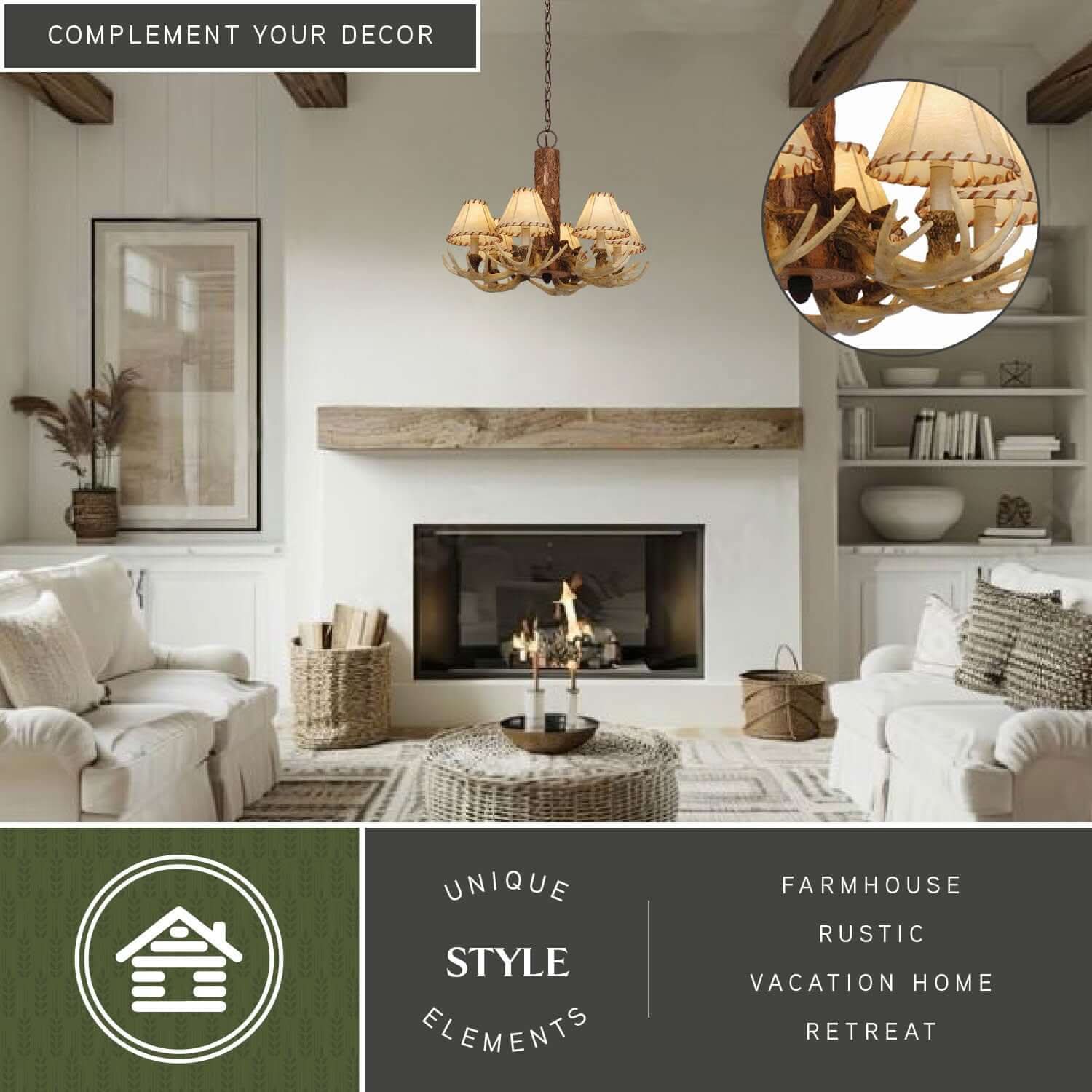Lodge 6-Light Antler Chandelier