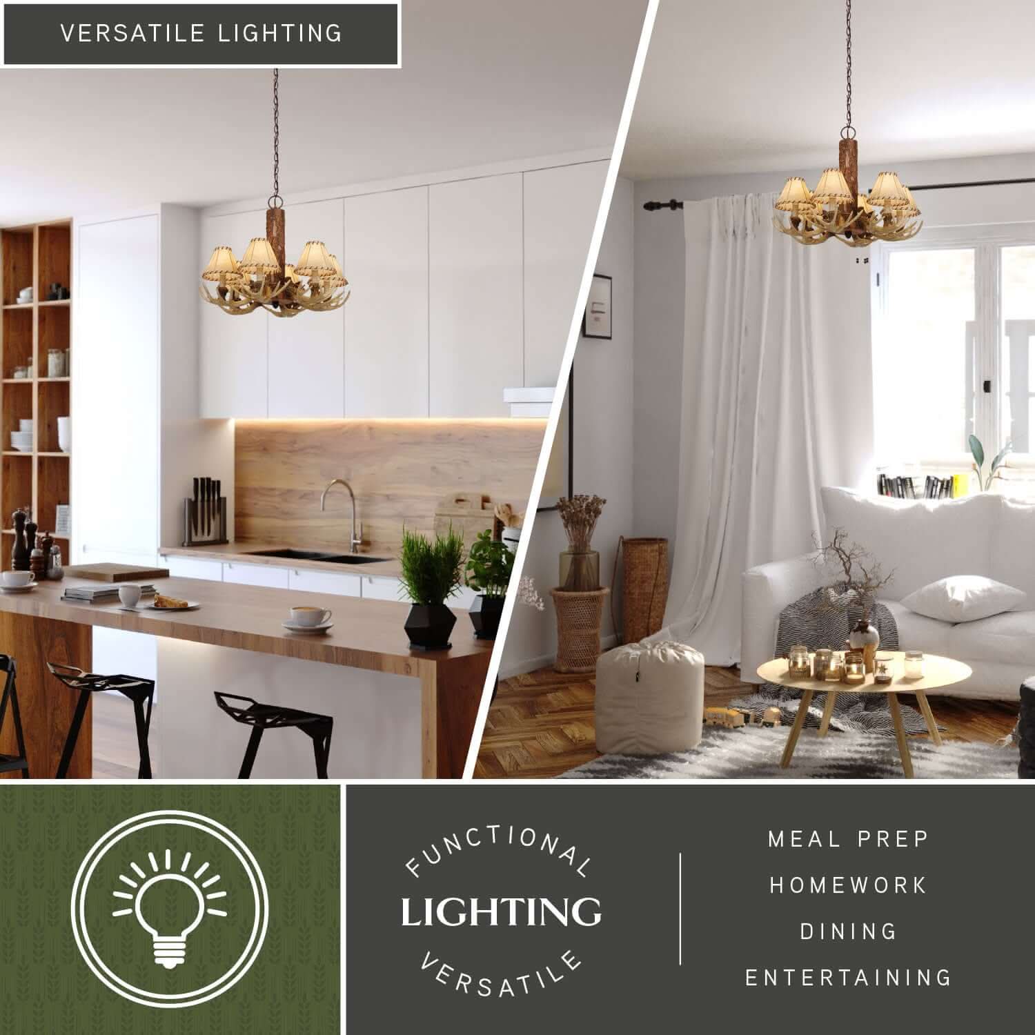 Lodge 6-Light Antler Chandelier