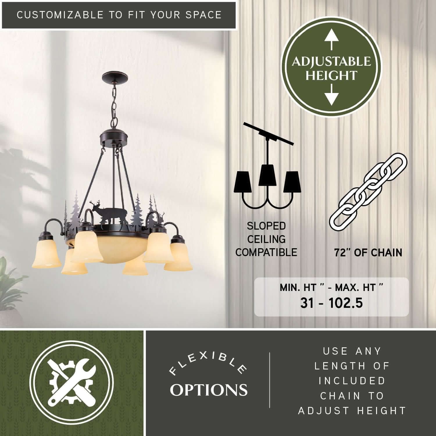 Bryce 9-Light Deer Chandelier