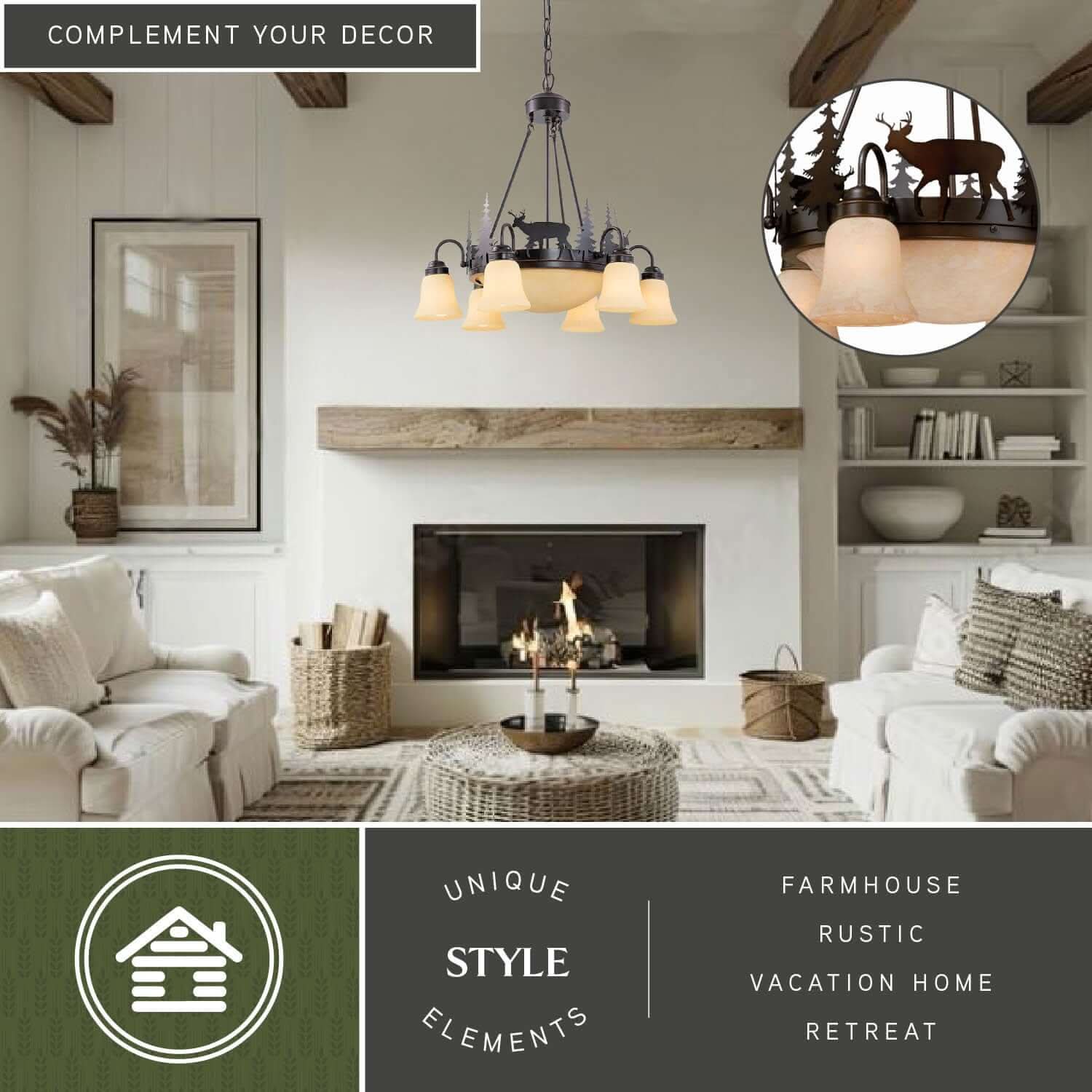 Bryce 9-Light Deer Chandelier