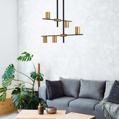 Calumet GU10 5 Light Chandelier Matte Black + Olde Brass