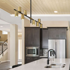 Calumet GU10 8 Light Linear Chandelier Matte Black + Olde Brass