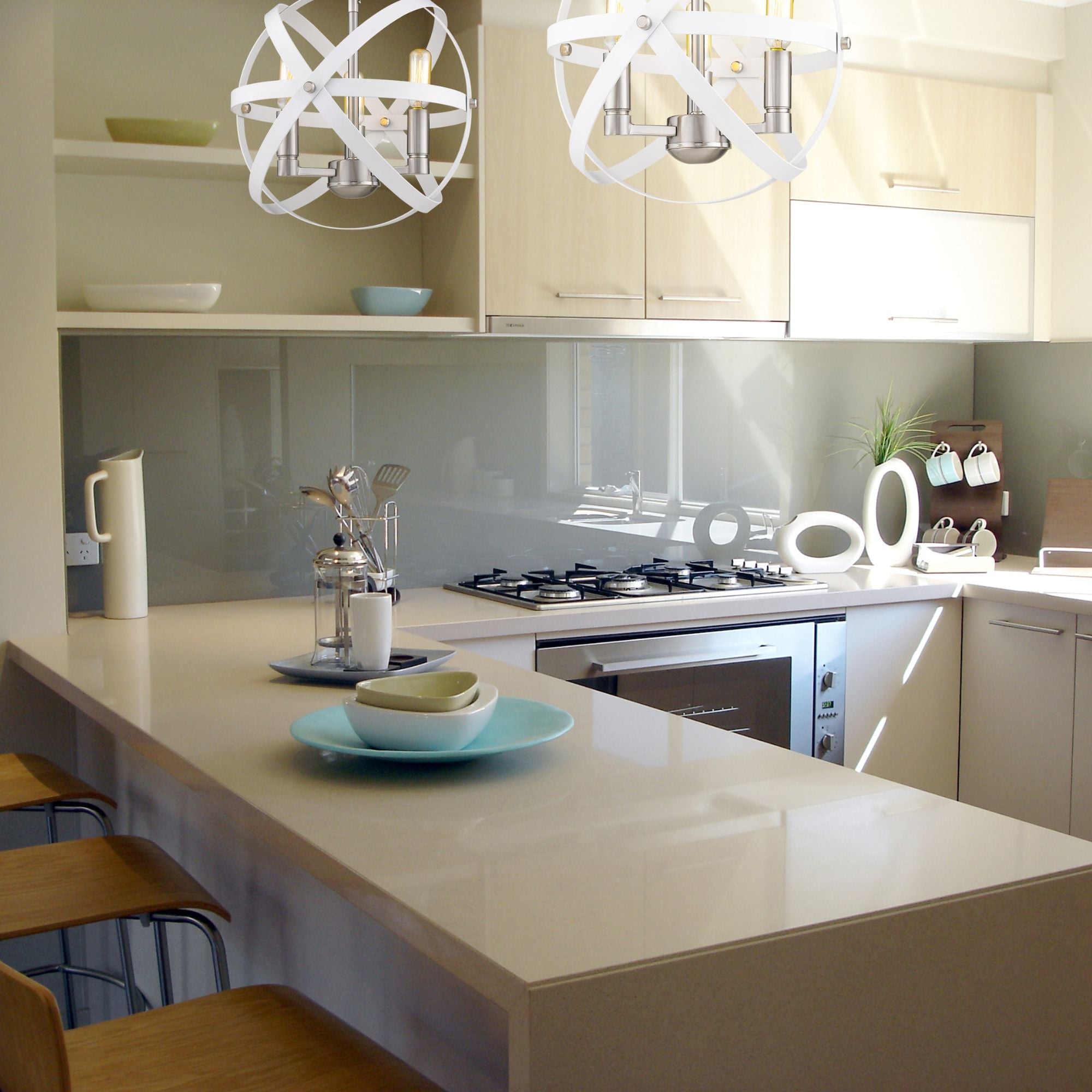 Cavallo 3 Light Chandelier Hammered White + Brushed Nickel