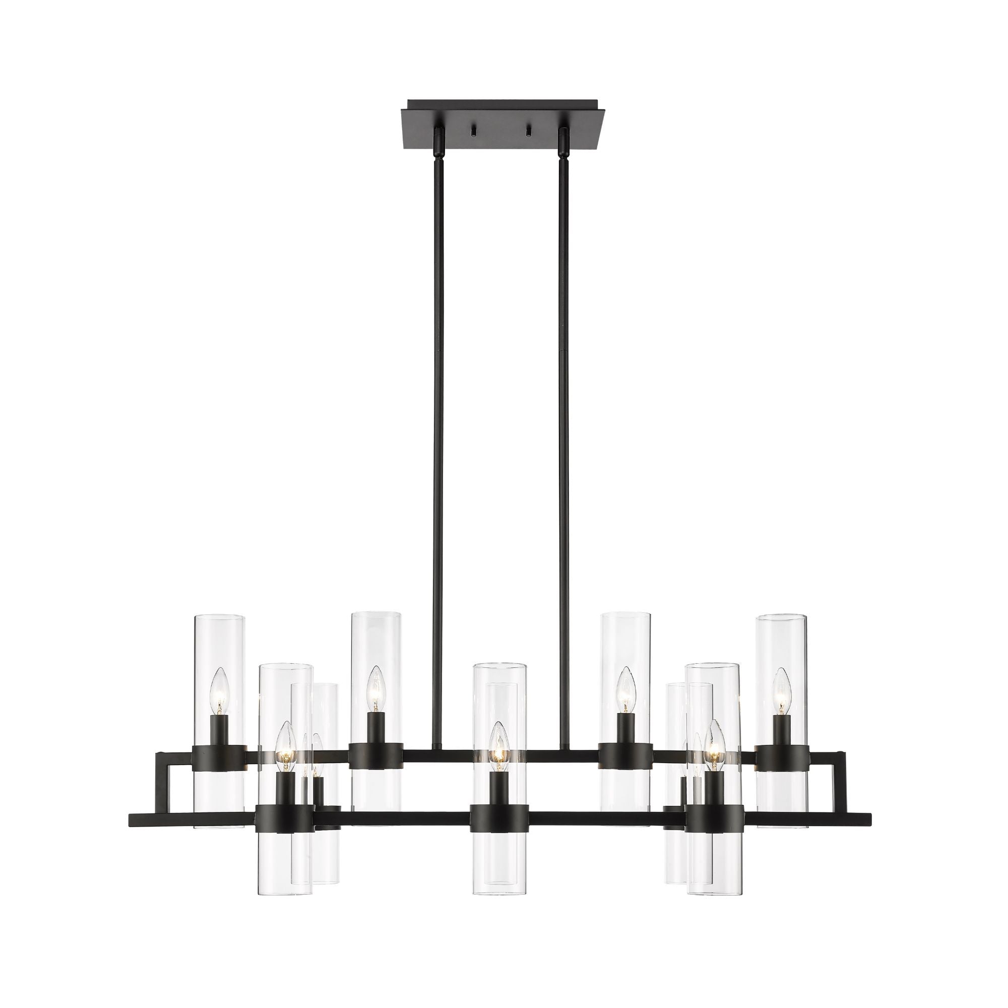 Datus 10 Light Linear Chandelier Matte Black