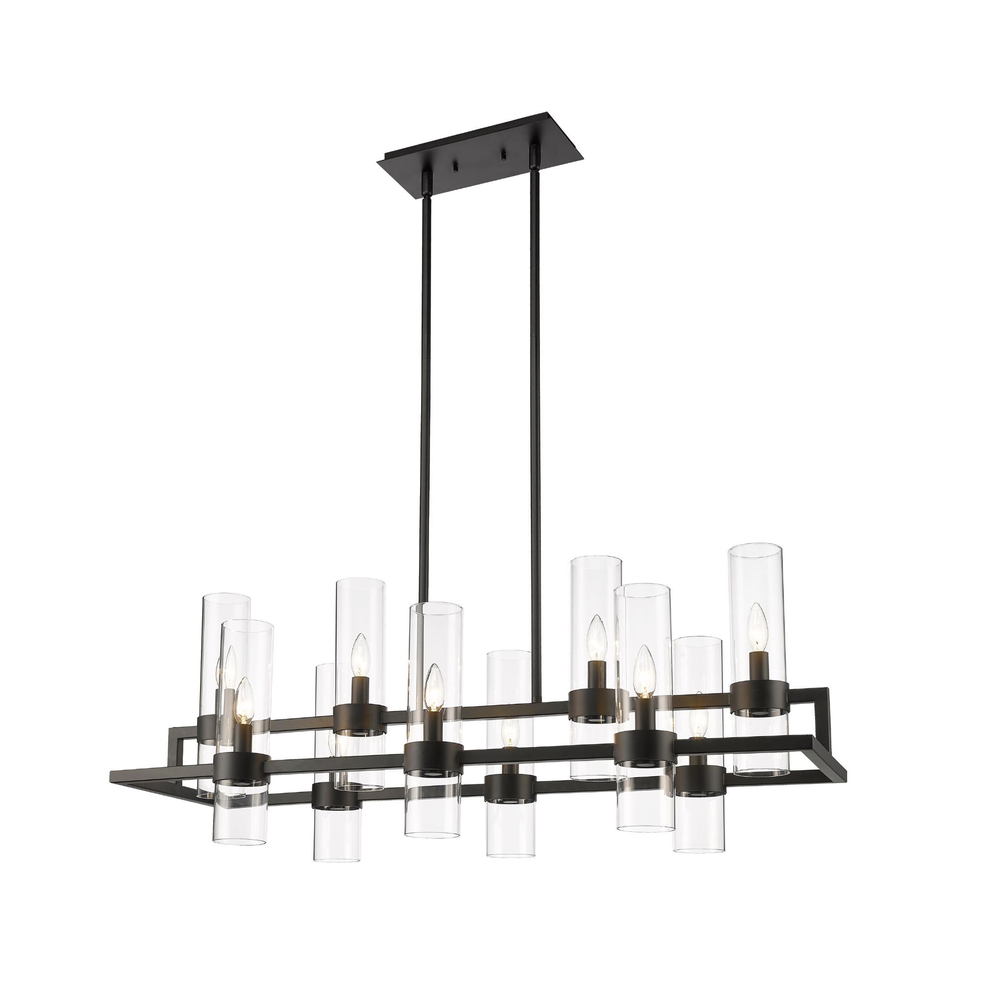 Datus 10 Light Linear Chandelier Matte Black