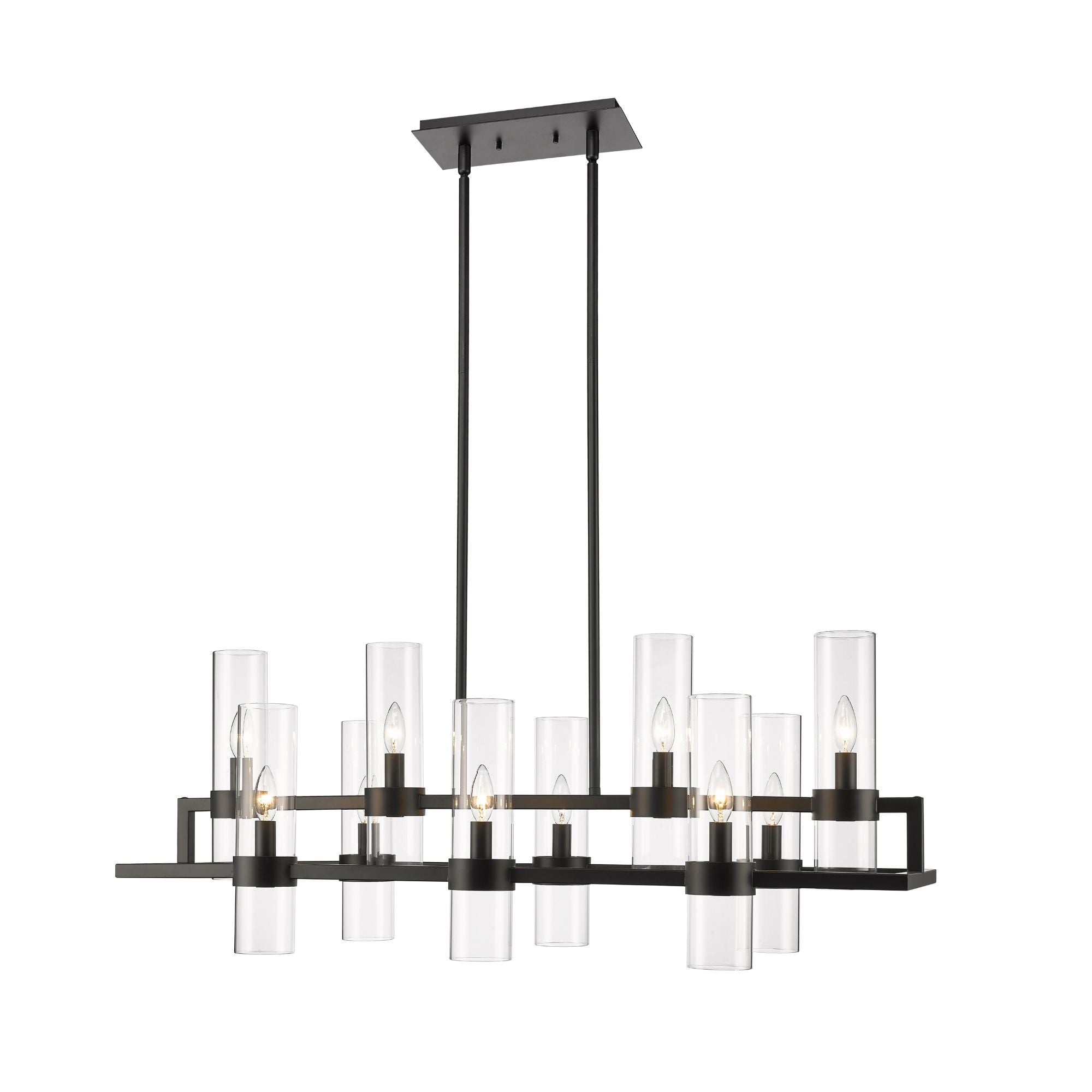 Datus 10 Light Linear Chandelier Matte Black